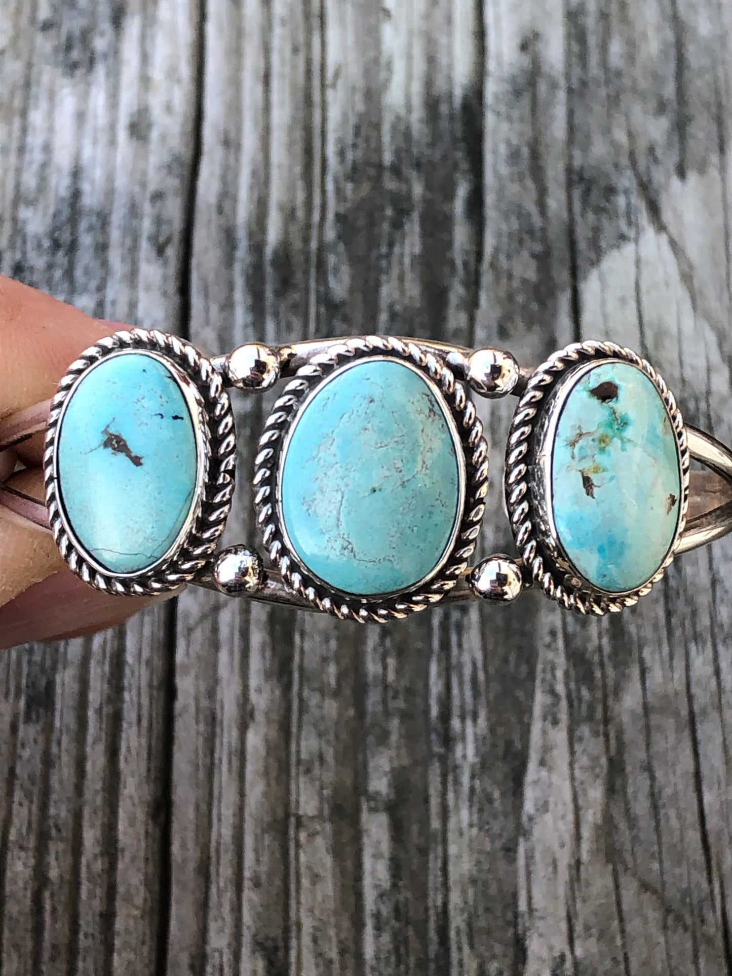 Navajo Turquoise Triple stone bracelet