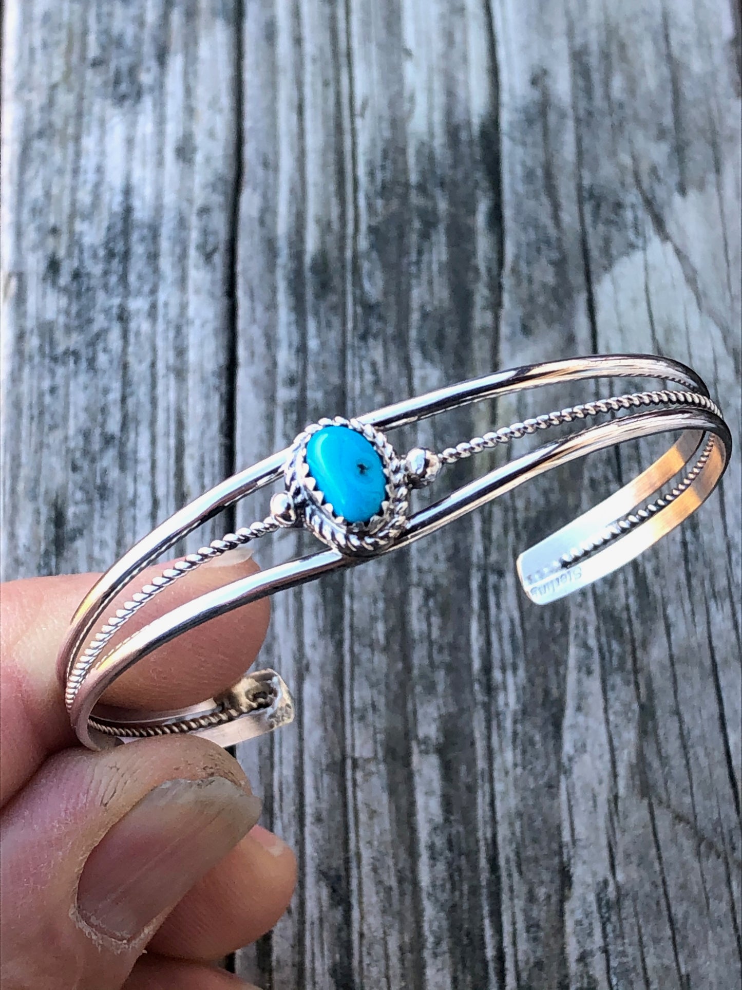 Navajo Turquoise sterling silver Twist Wire Bracelet