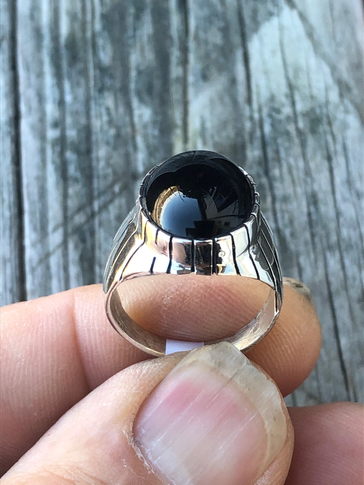 Navajo Onyx stone Sterling silver mens ring