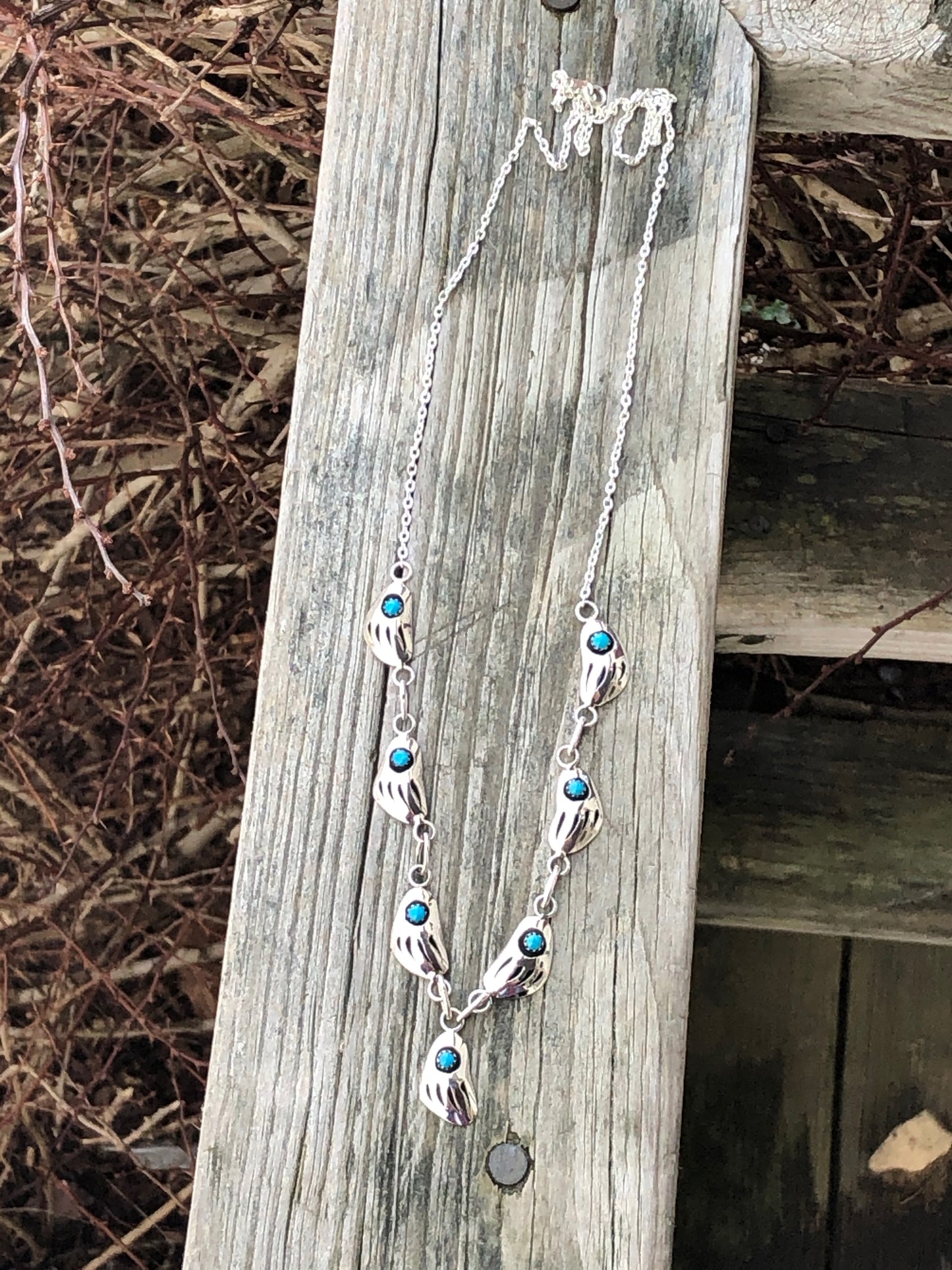 Navajo Turquoise Bear paw Sterling silver Necklace