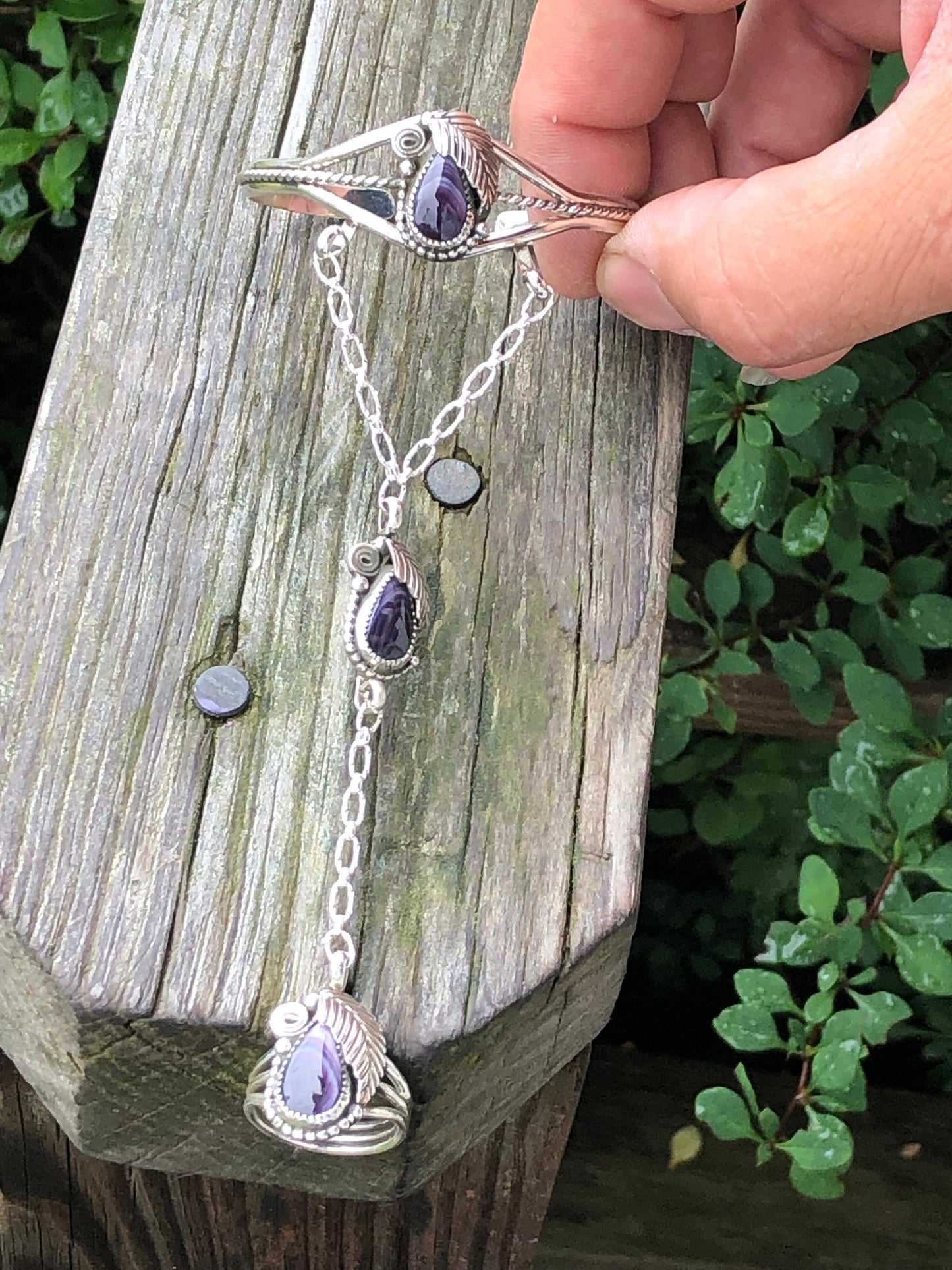Wampum Tear Drop Feather slave chain.