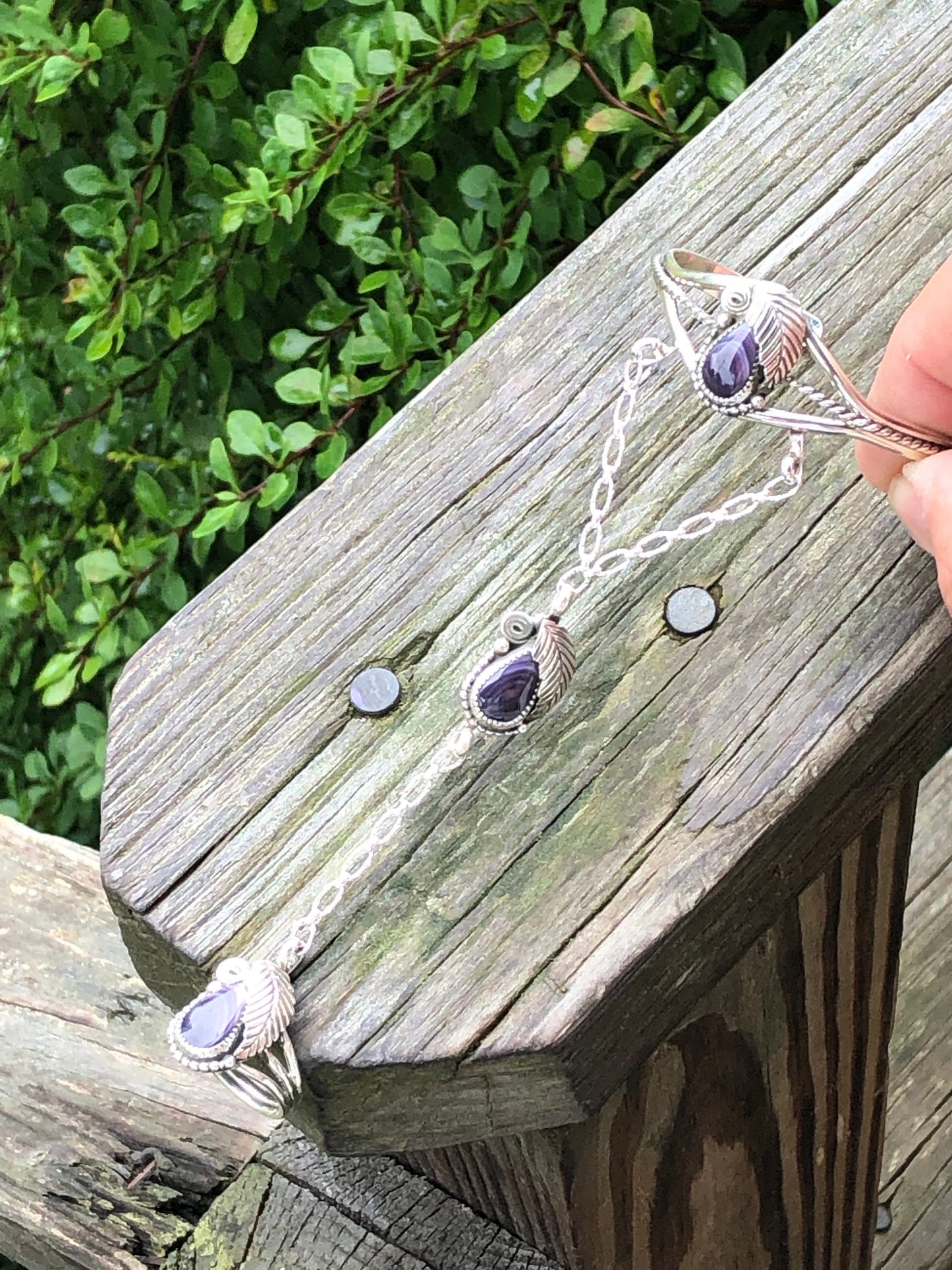 Wampum Tear Drop Feather slave chain.