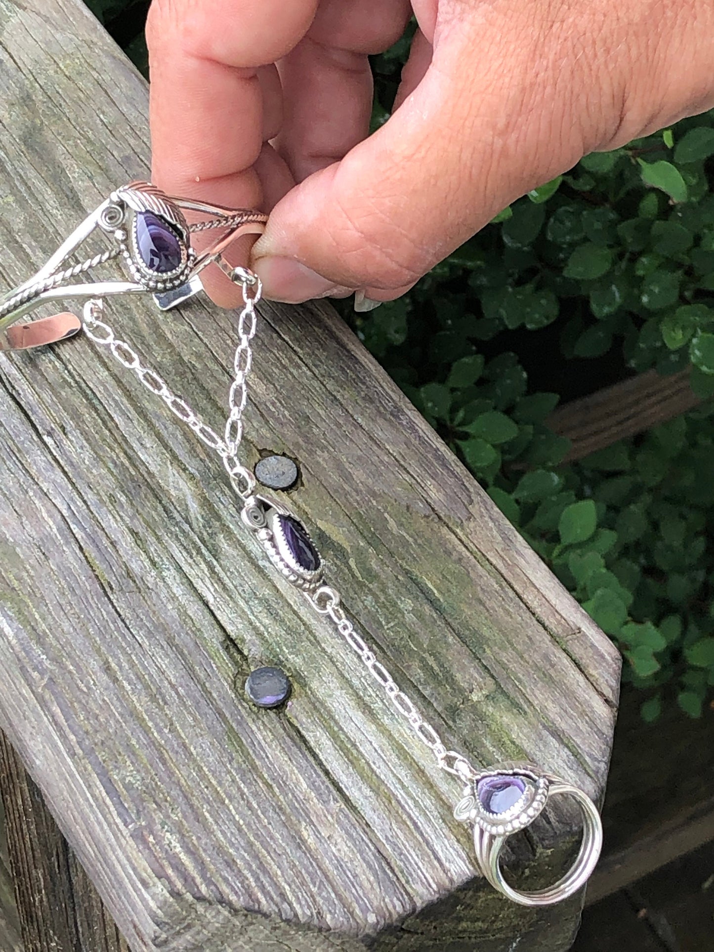 Wampum Tear Drop Feather slave chain.