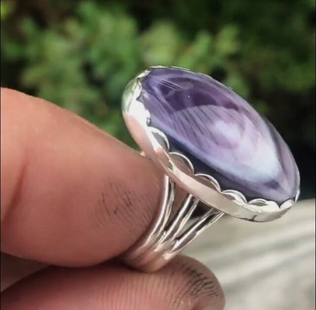 Heavy duty Wampum Sterling Silver Ring.