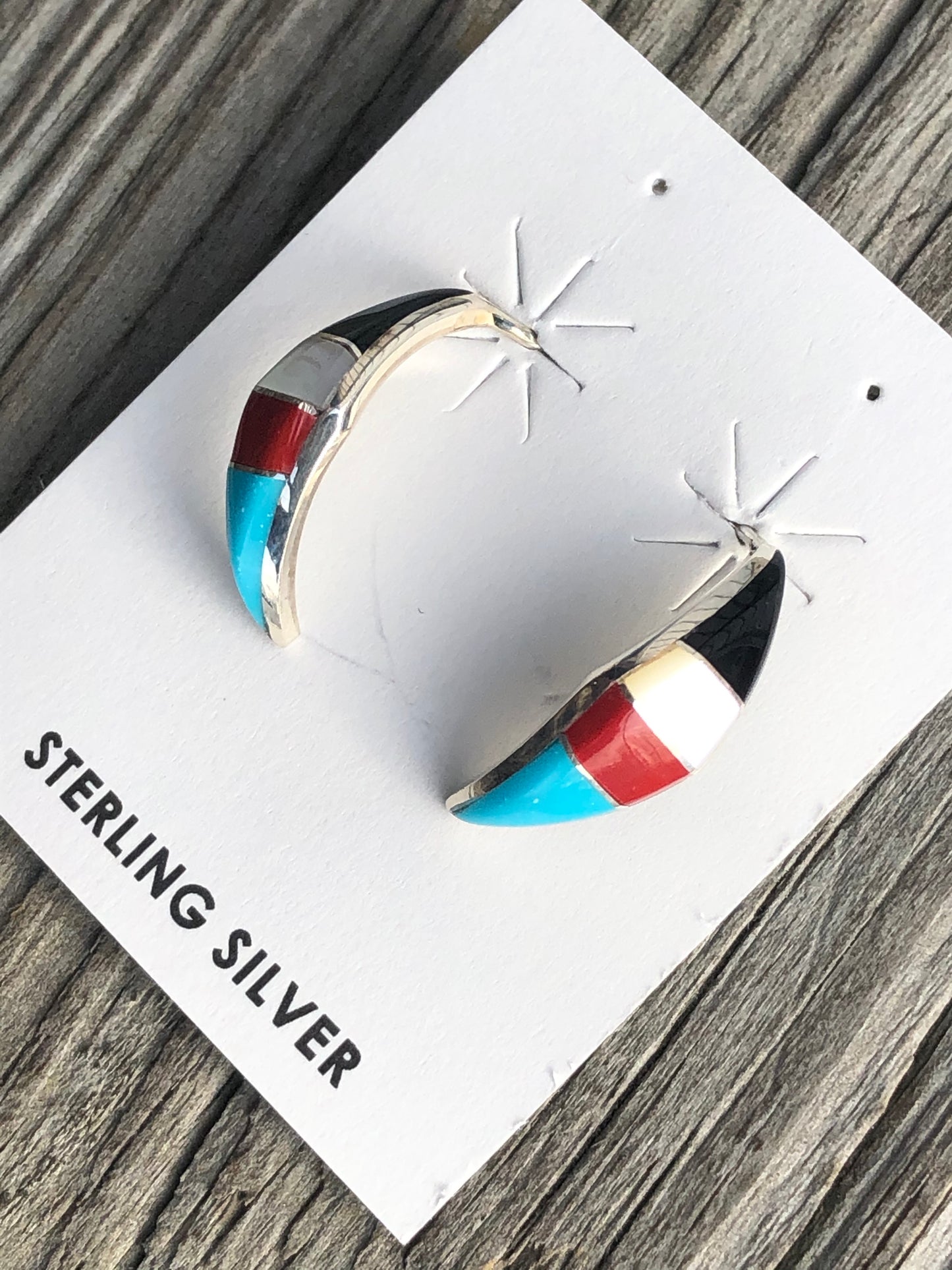 Zuni multi stone and sterling silver earrings