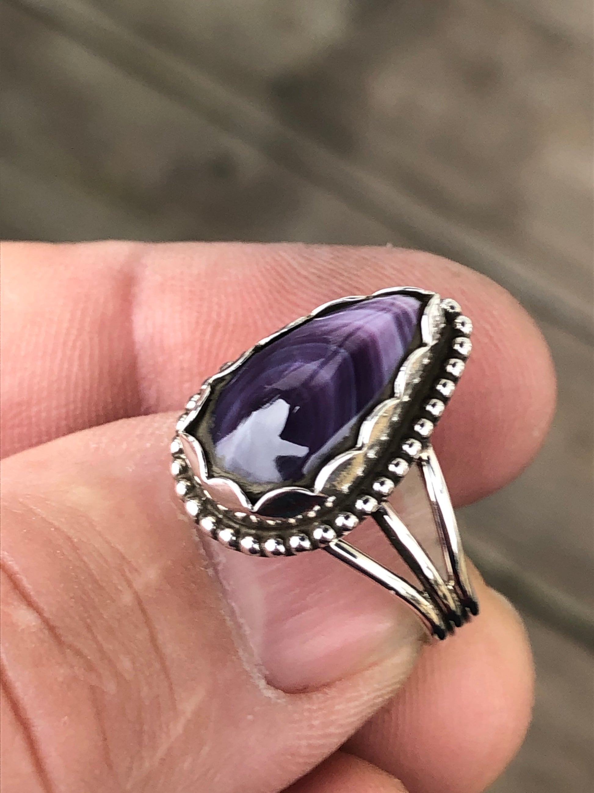 Wampum teardrop ring