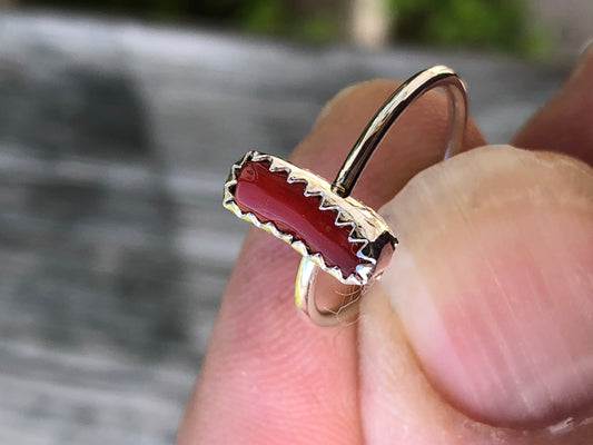 Rectangle Coral Navajo ring