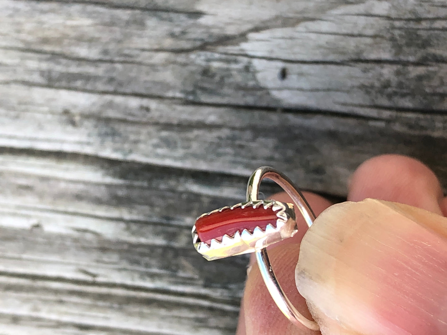 Rectangle Coral Navajo ring