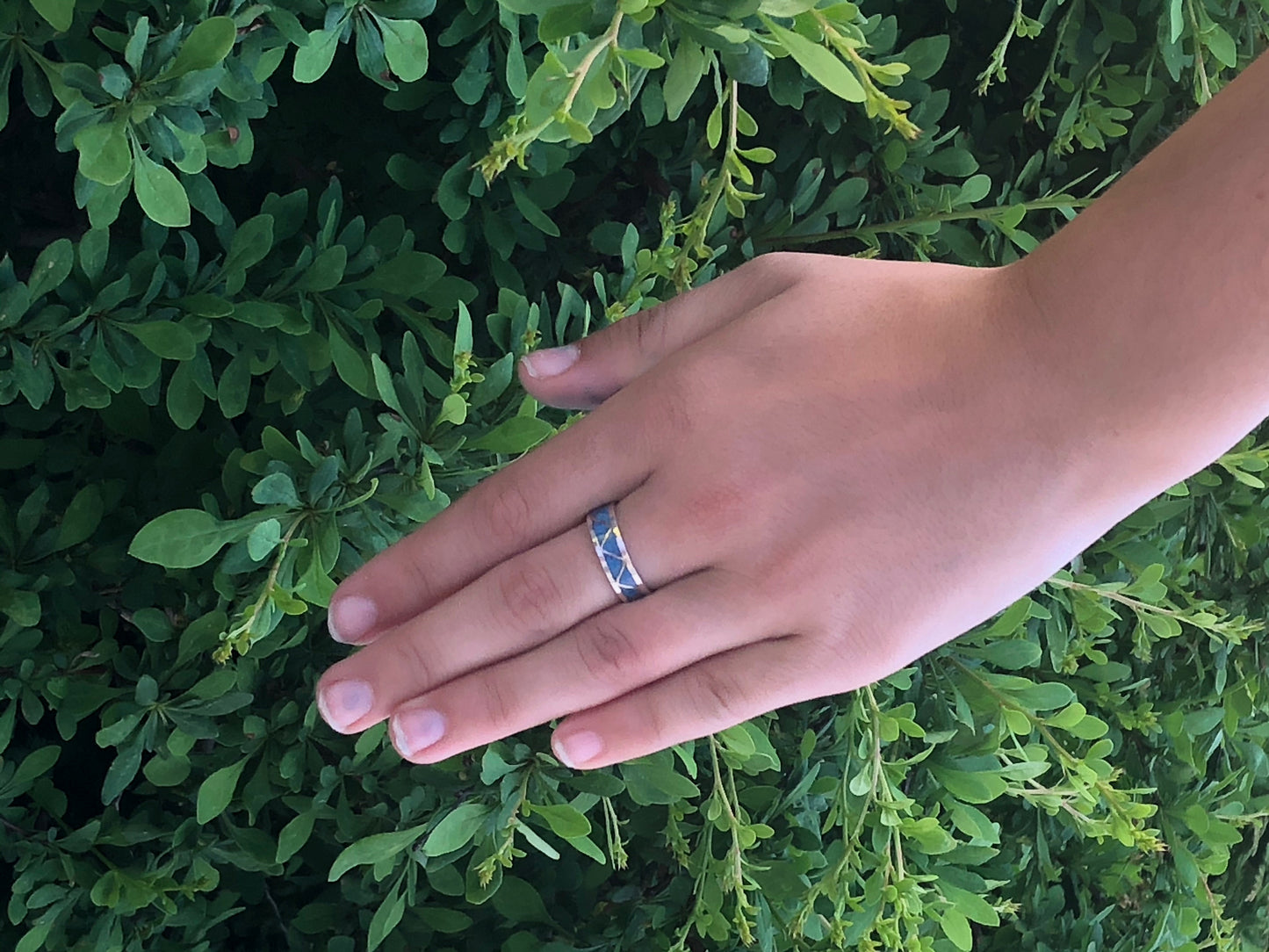 Zigzag Lapis inlay Navajo ring