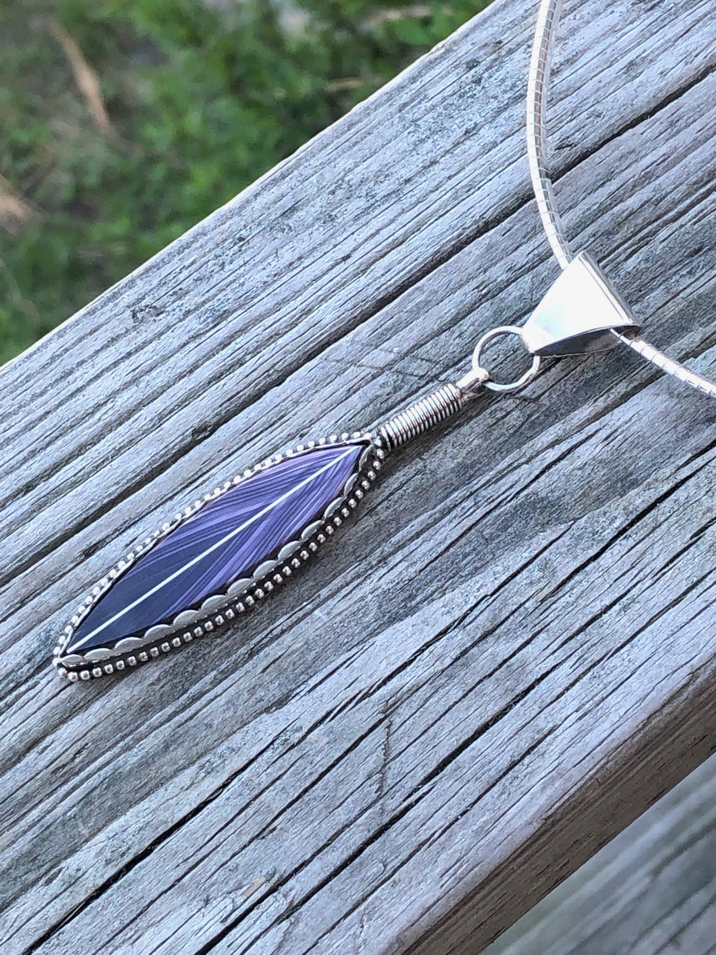 Wampum Feather Necklace with omega chain