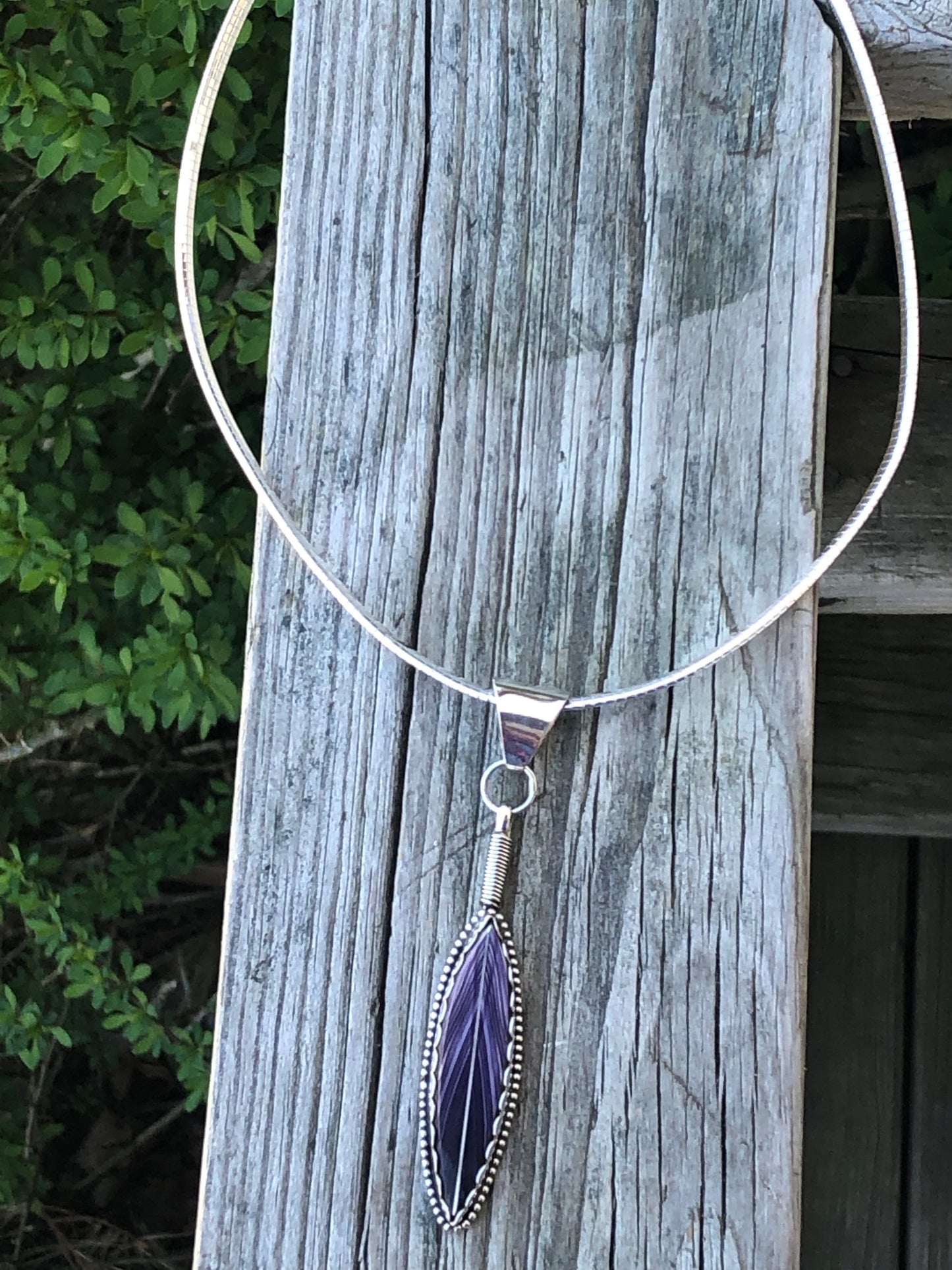 Wampum Feather Necklace with omega chain