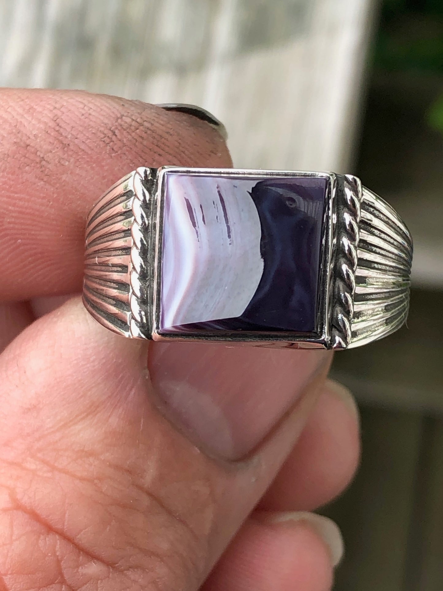 Men's square wampum ring