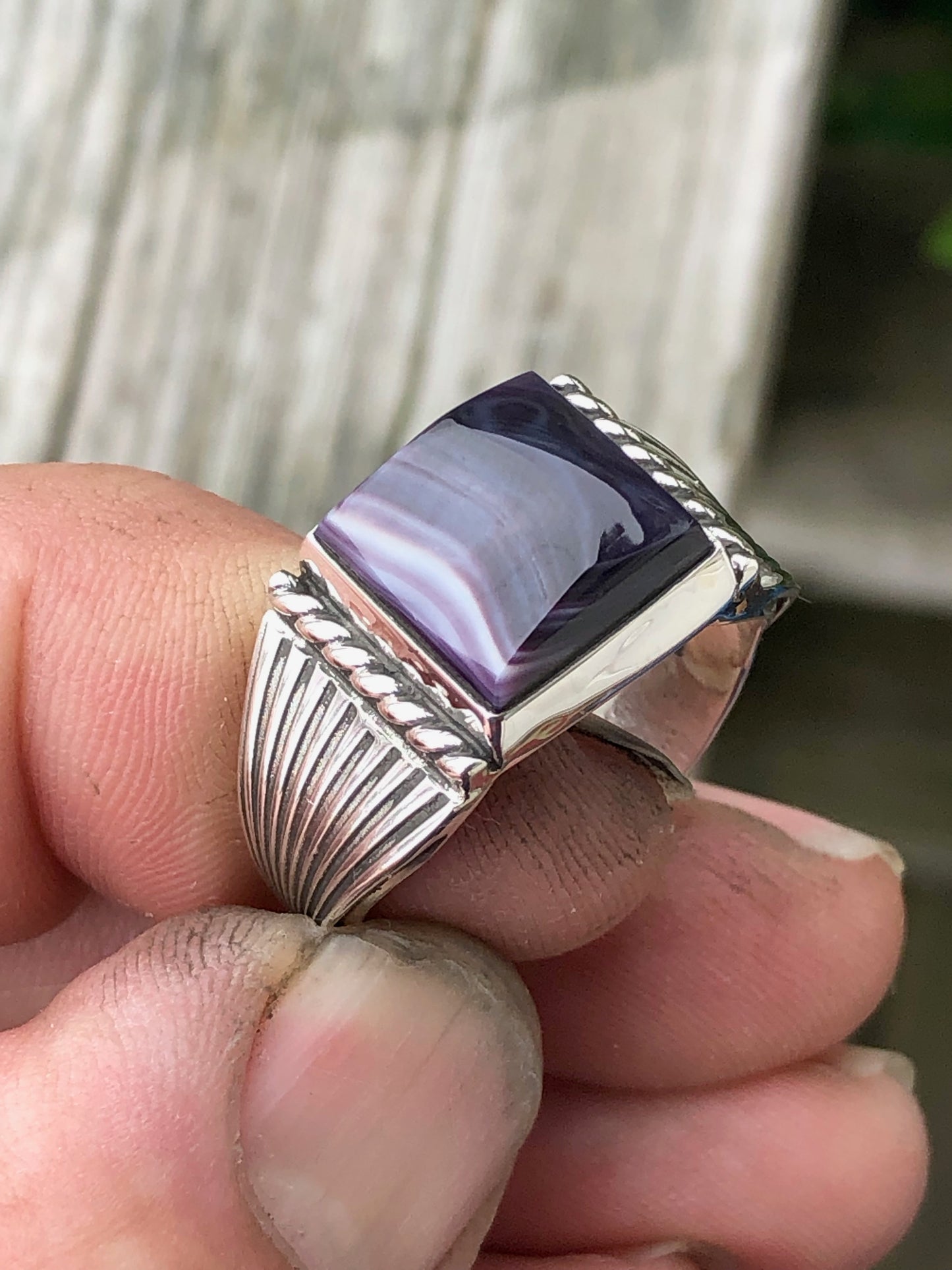 Men's square wampum ring