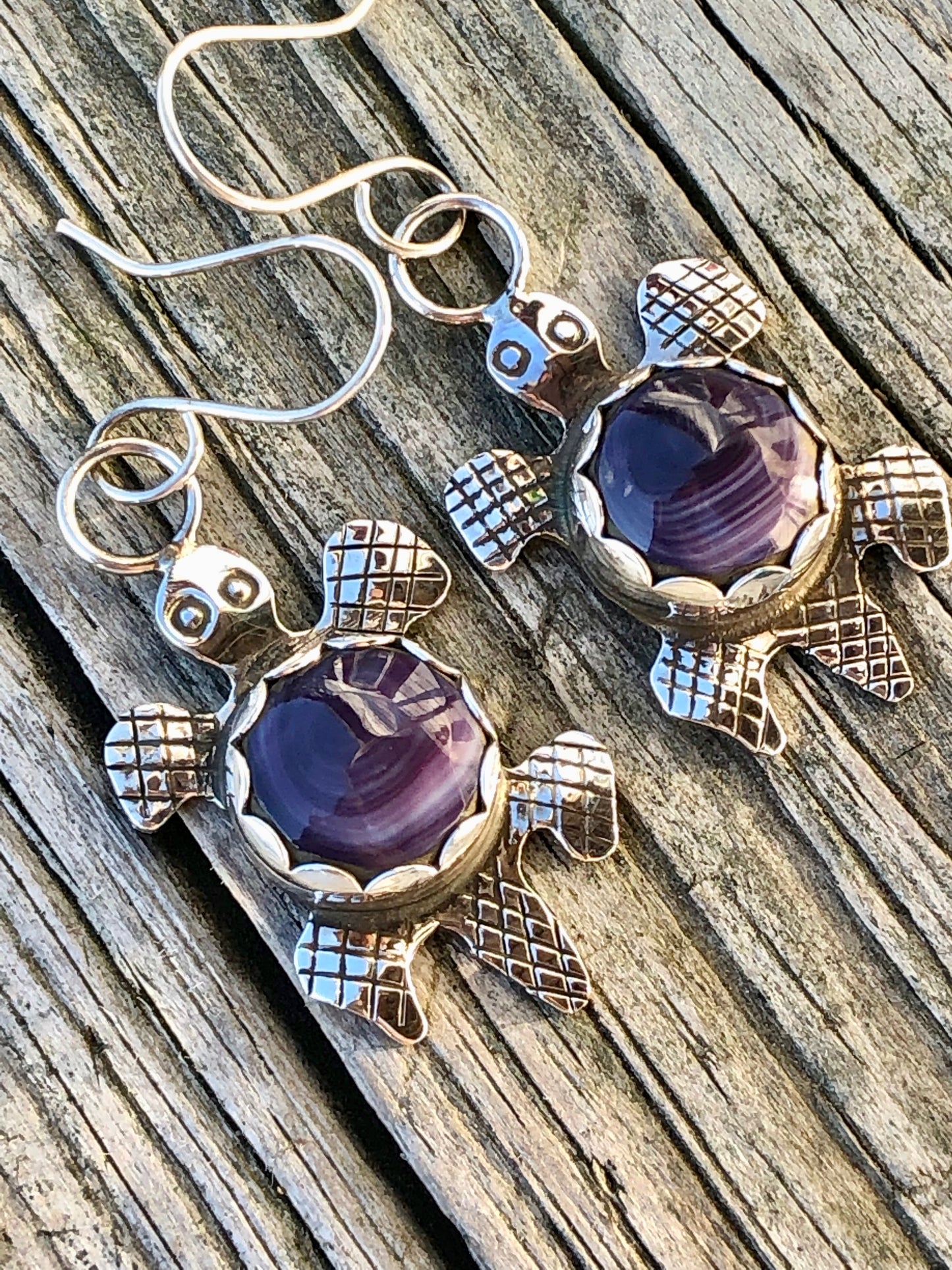 Wampum turtle earrings