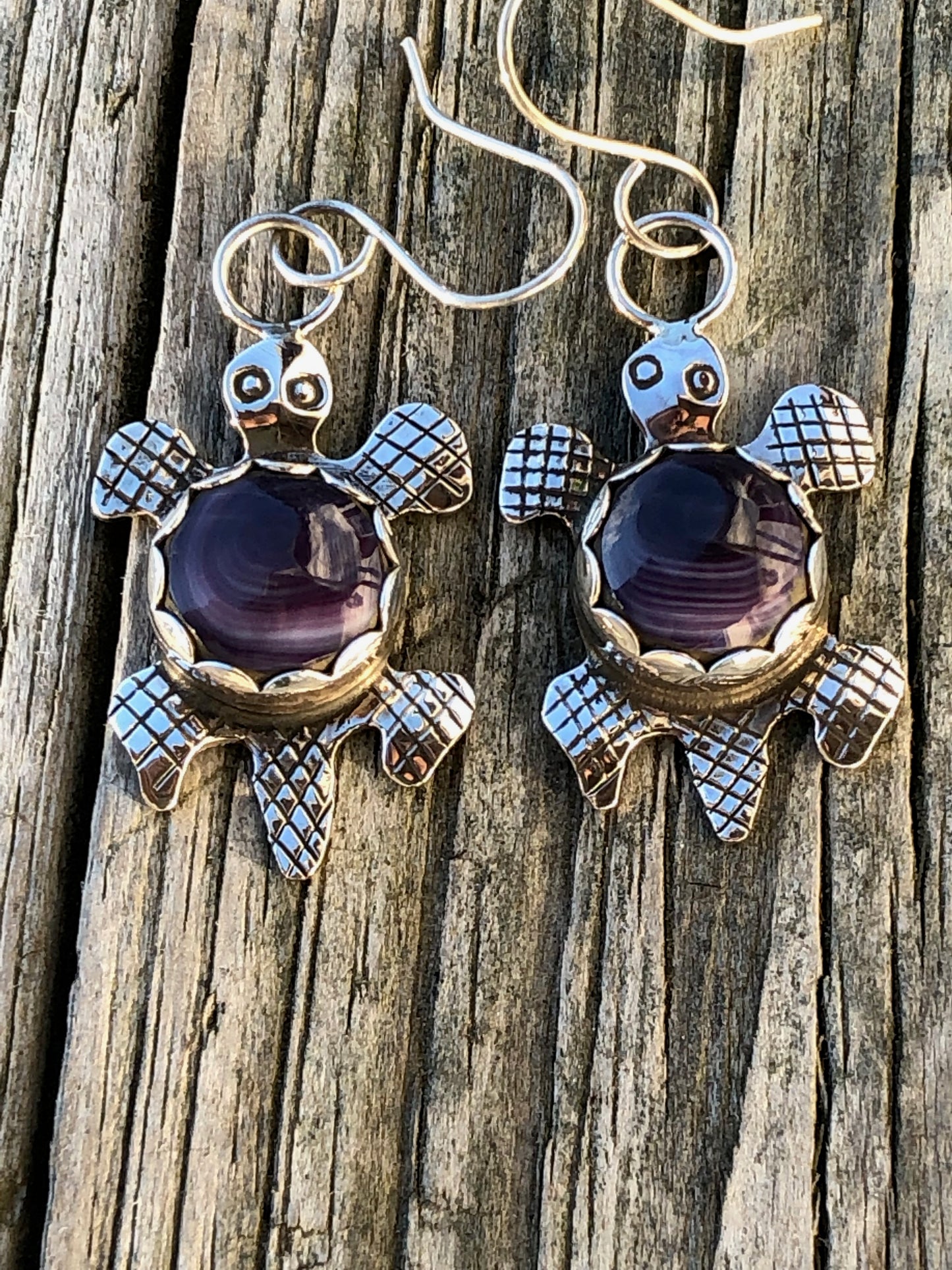 Wampum turtle earrings