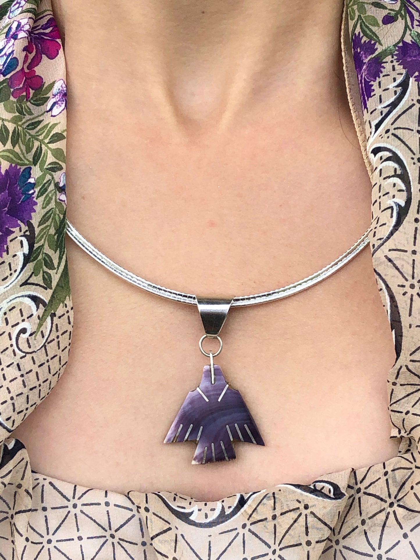 Thunder bird wampum necklace