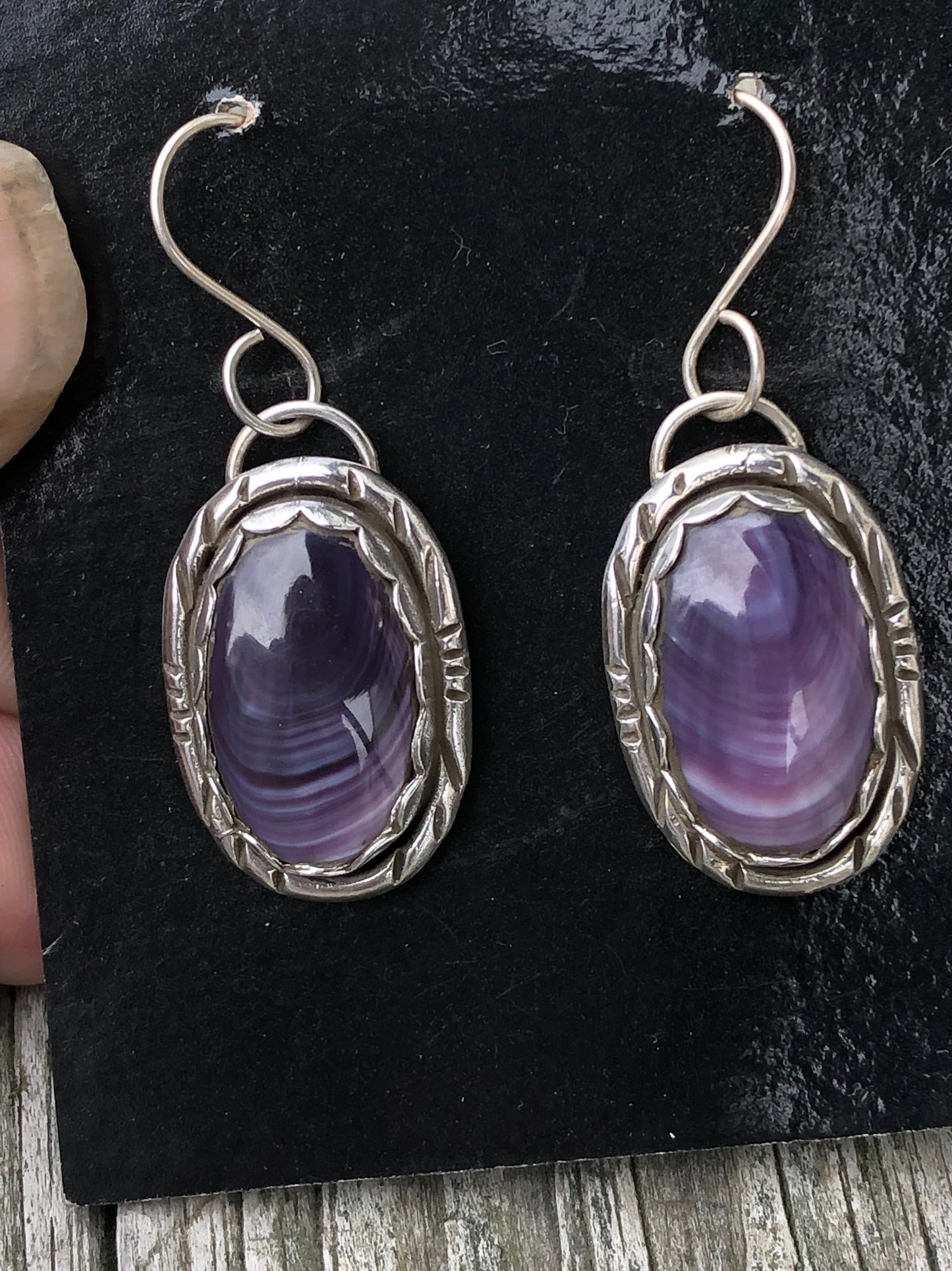 Wampum oval earrings