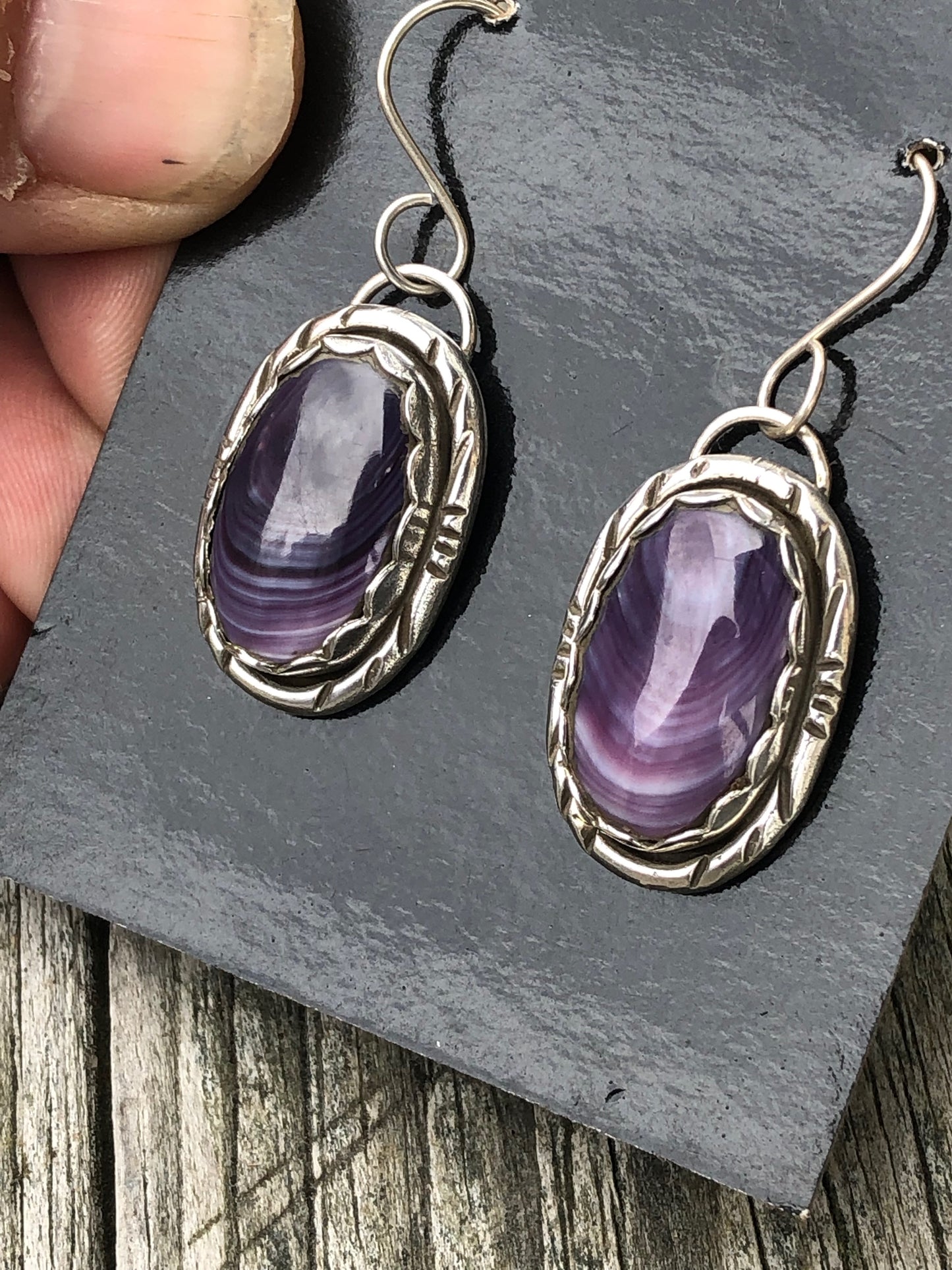 Wampum oval earrings