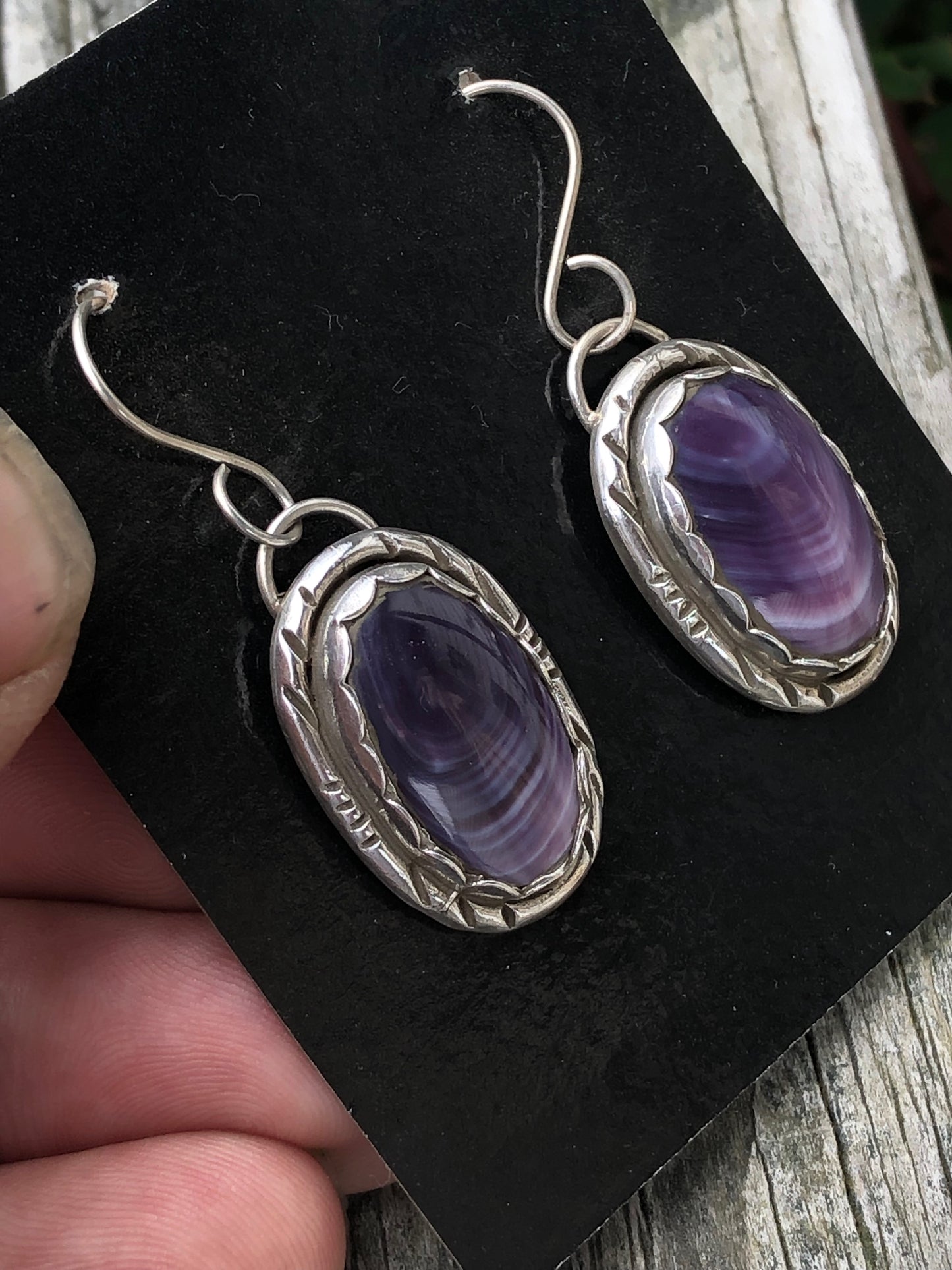 Wampum oval earrings