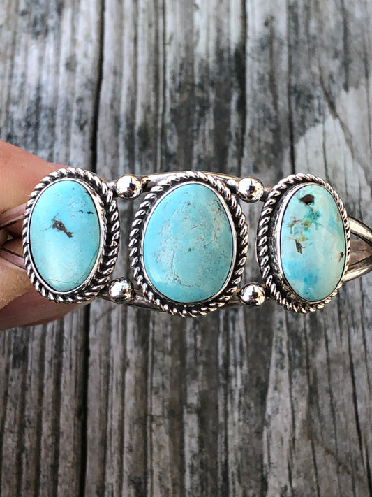 Navajo Turquoise Triple stone bracelet