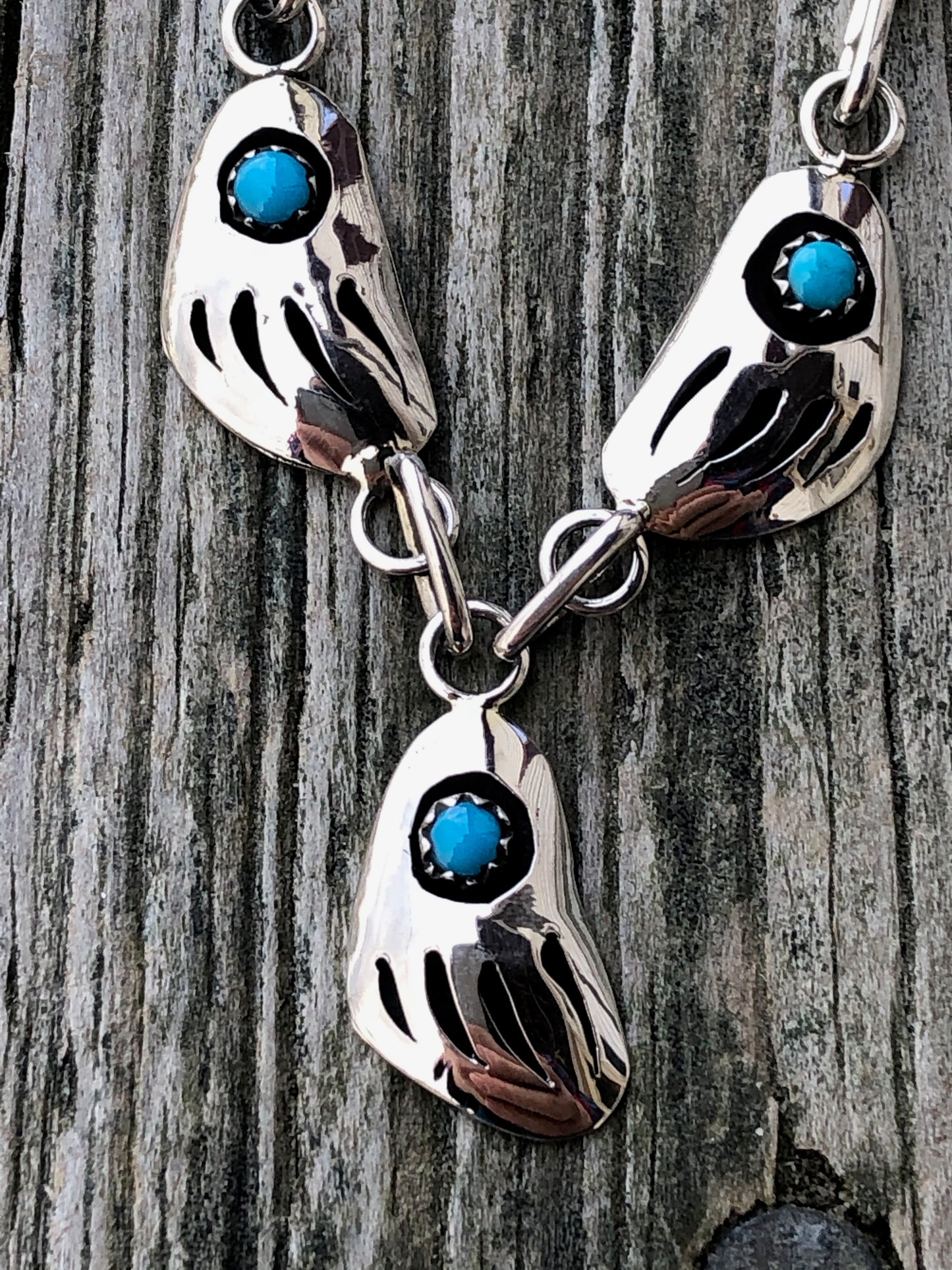 Navajo Turquoise Bear paw Sterling silver Necklace