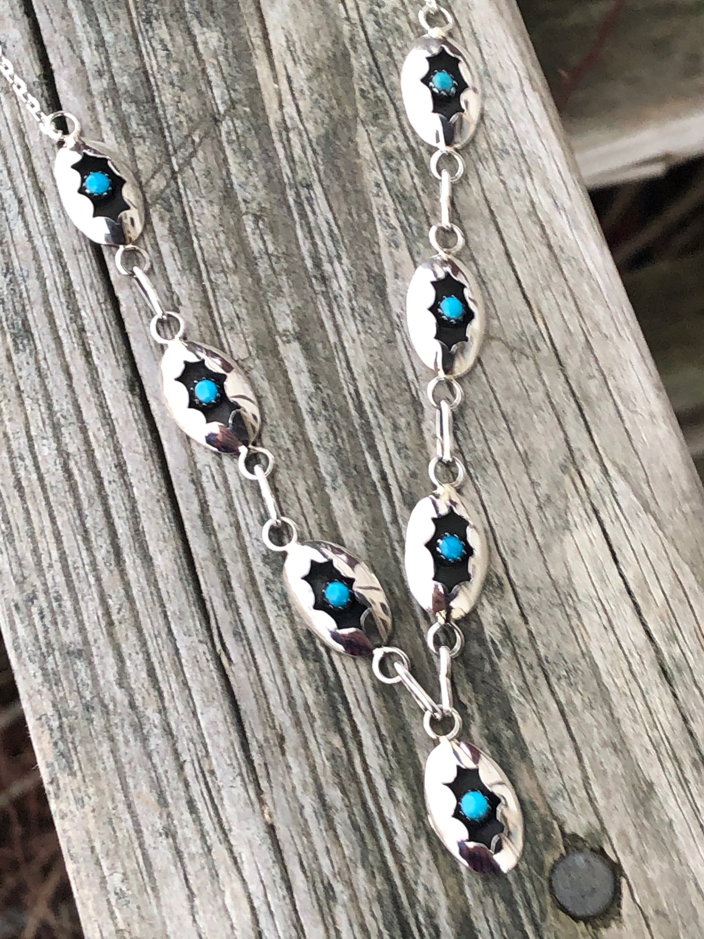 Navajo Shadow box sterling silver Necklace