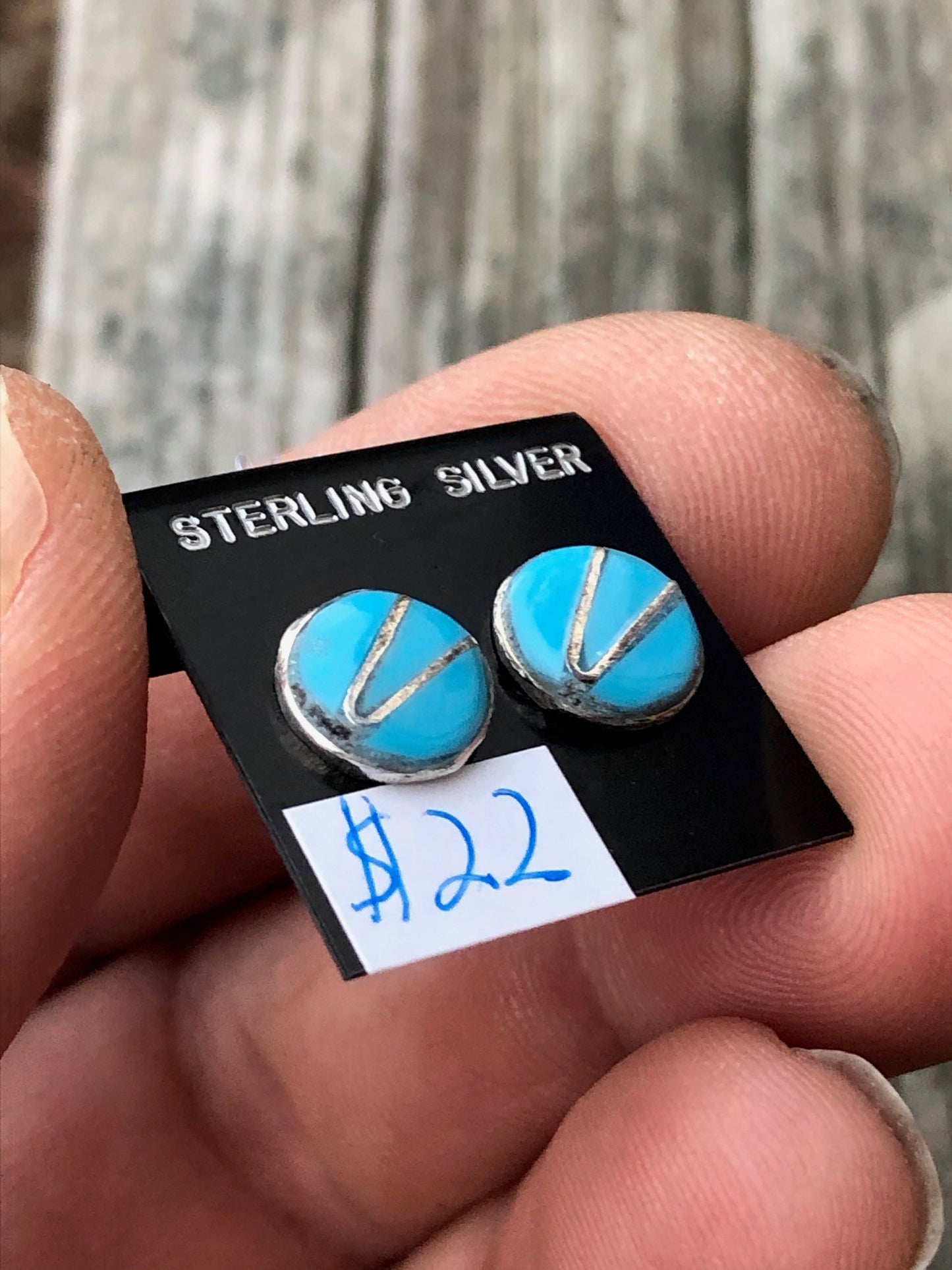 Zuni Sterling Silver and Turquoise inlay studs