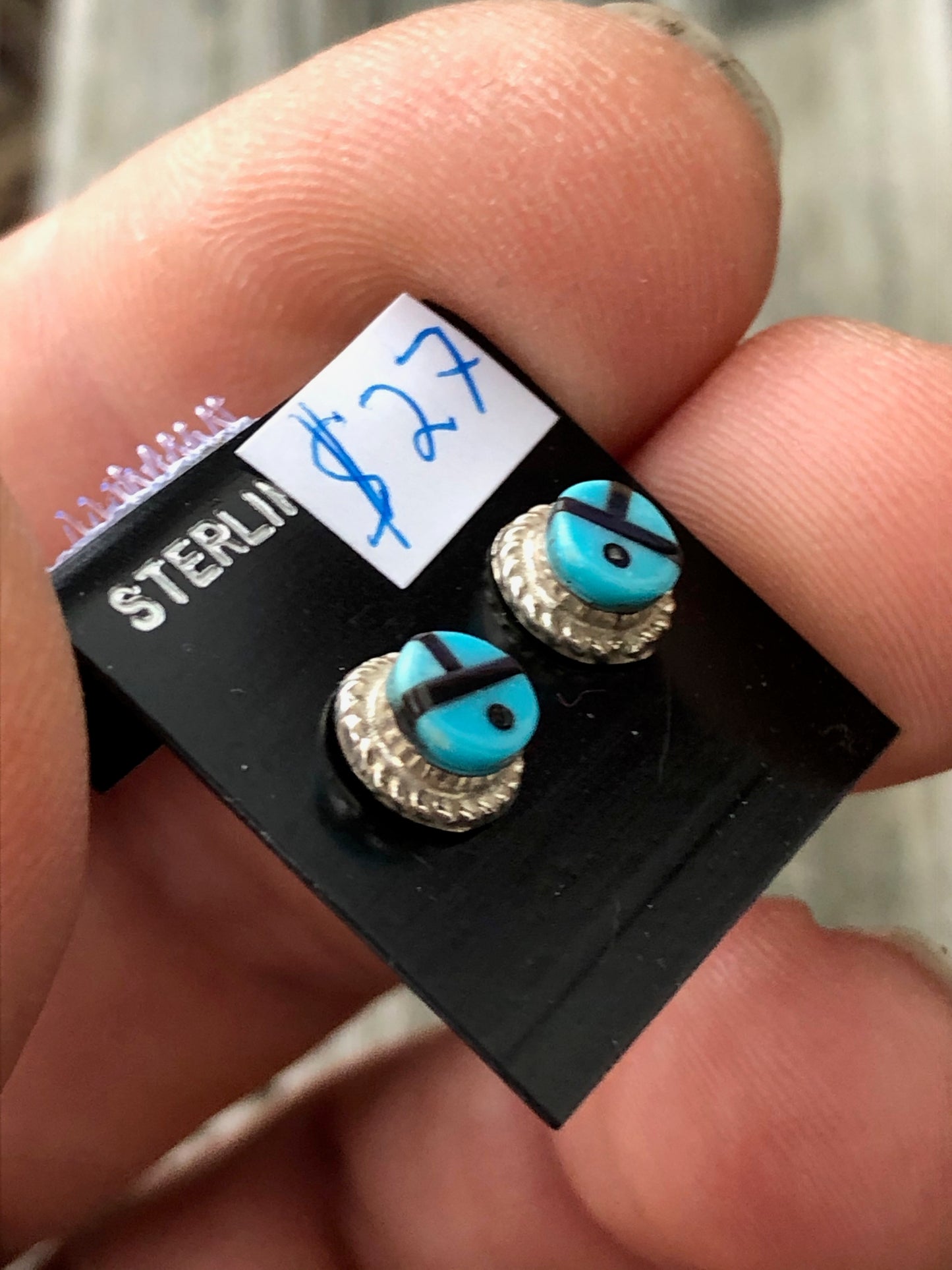 Zuni Sterling silver and turquoise studs