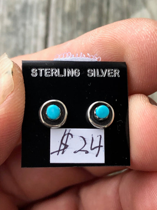 Zuni turquoise and sterling silver studs