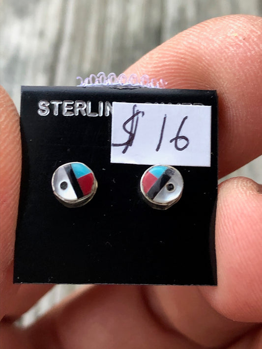 Zuni Sun/Coral and turquoise studs