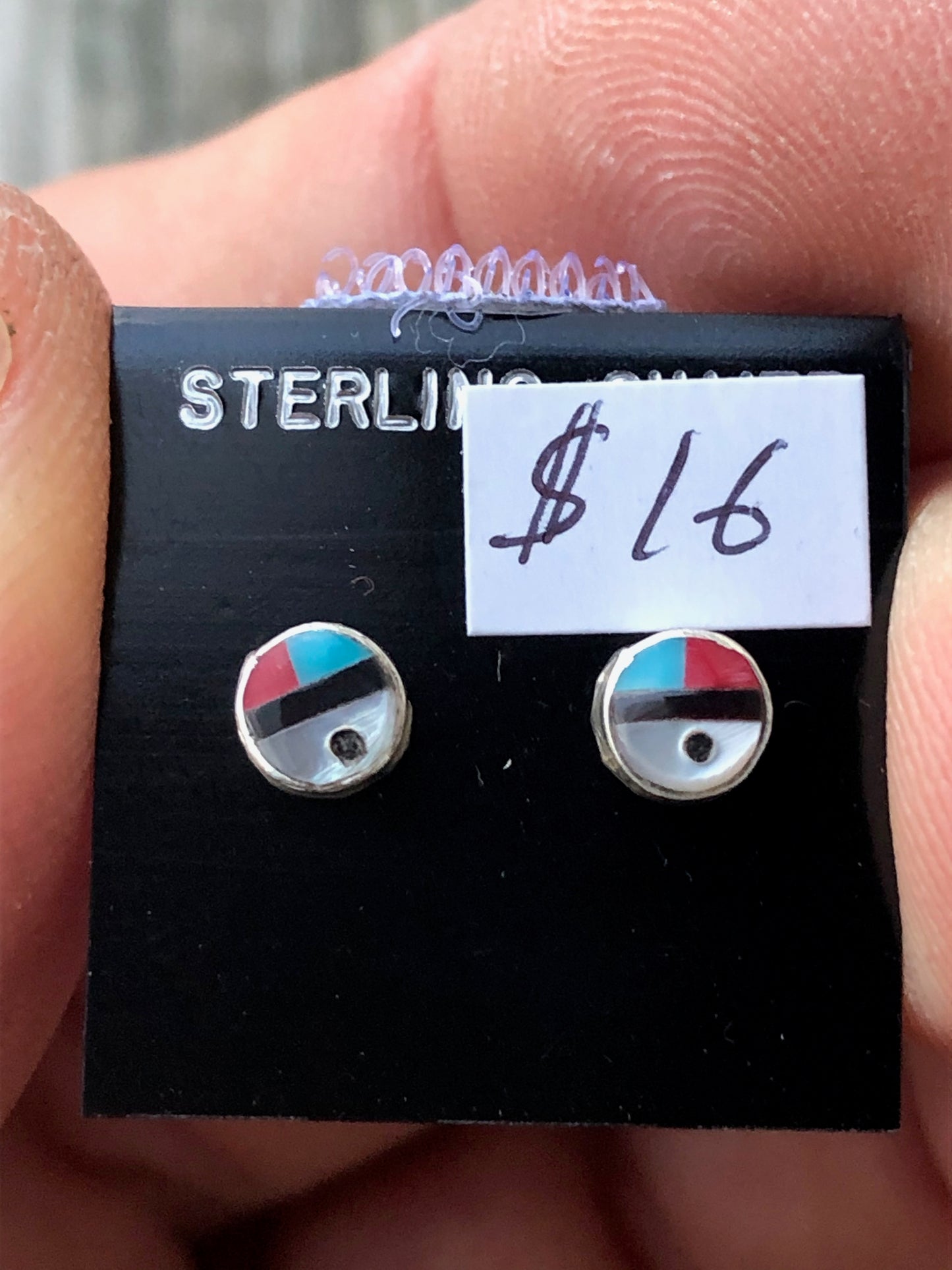 Zuni Sun/Coral and turquoise studs
