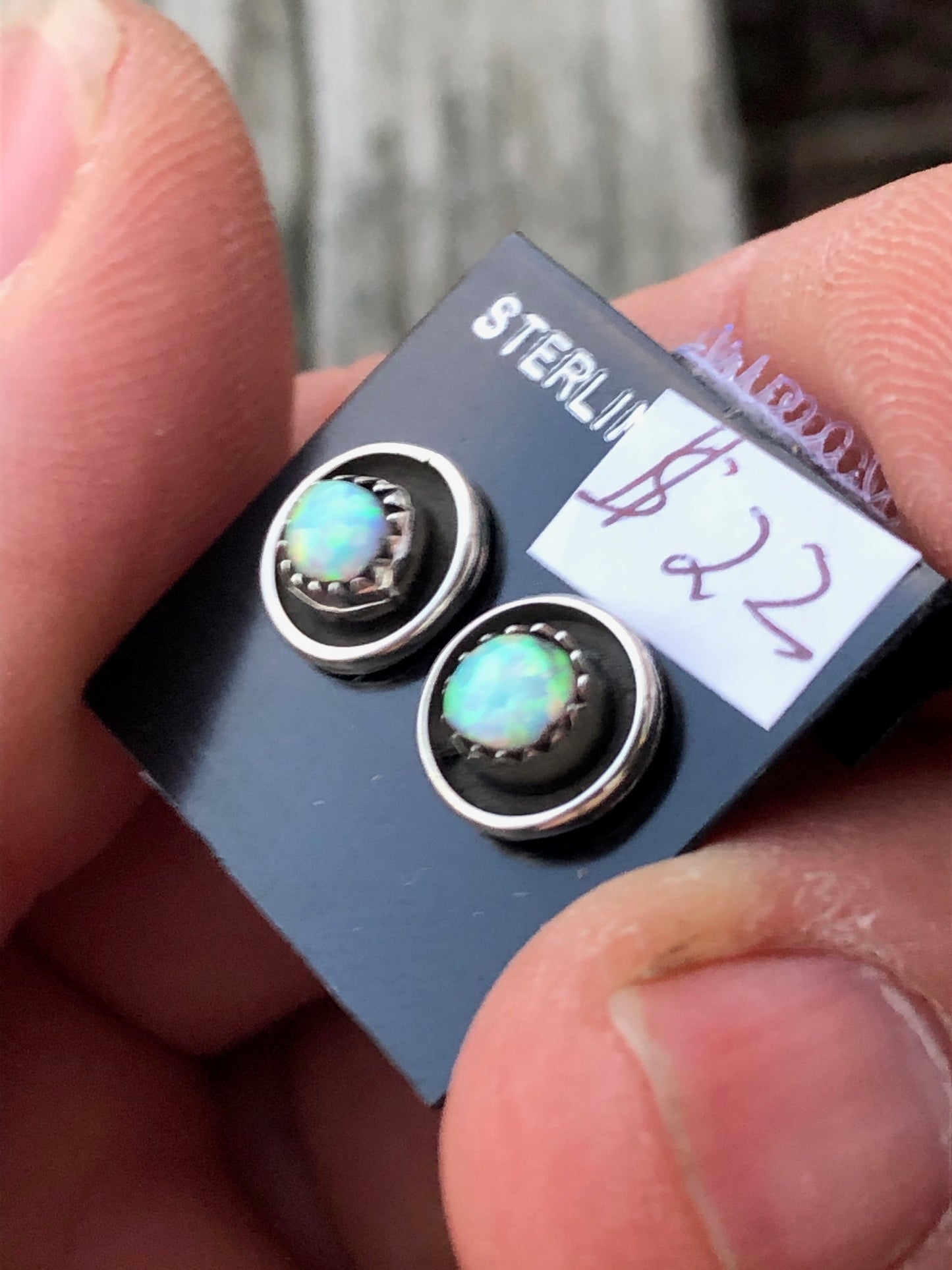 Navajo White opal Sterling silver Studs