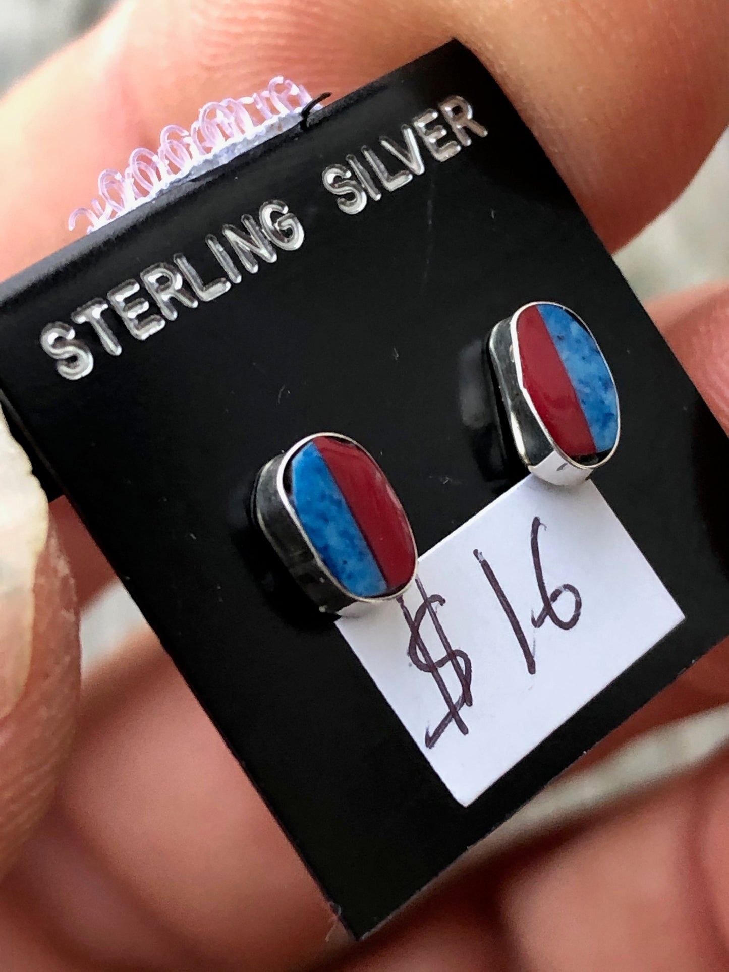 Navajo Two colored sterling silver seed shape studs