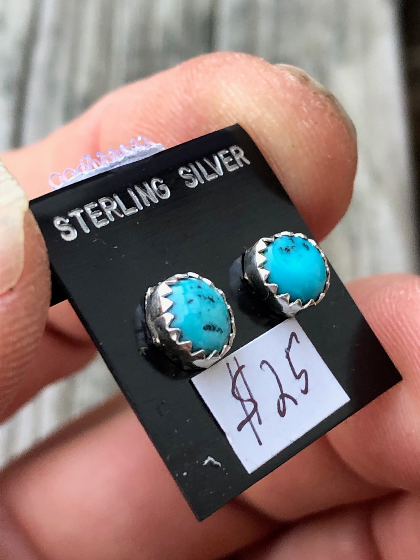 Navajo Beautiful Sleeping Beauty Turquoise and sterling silver stud