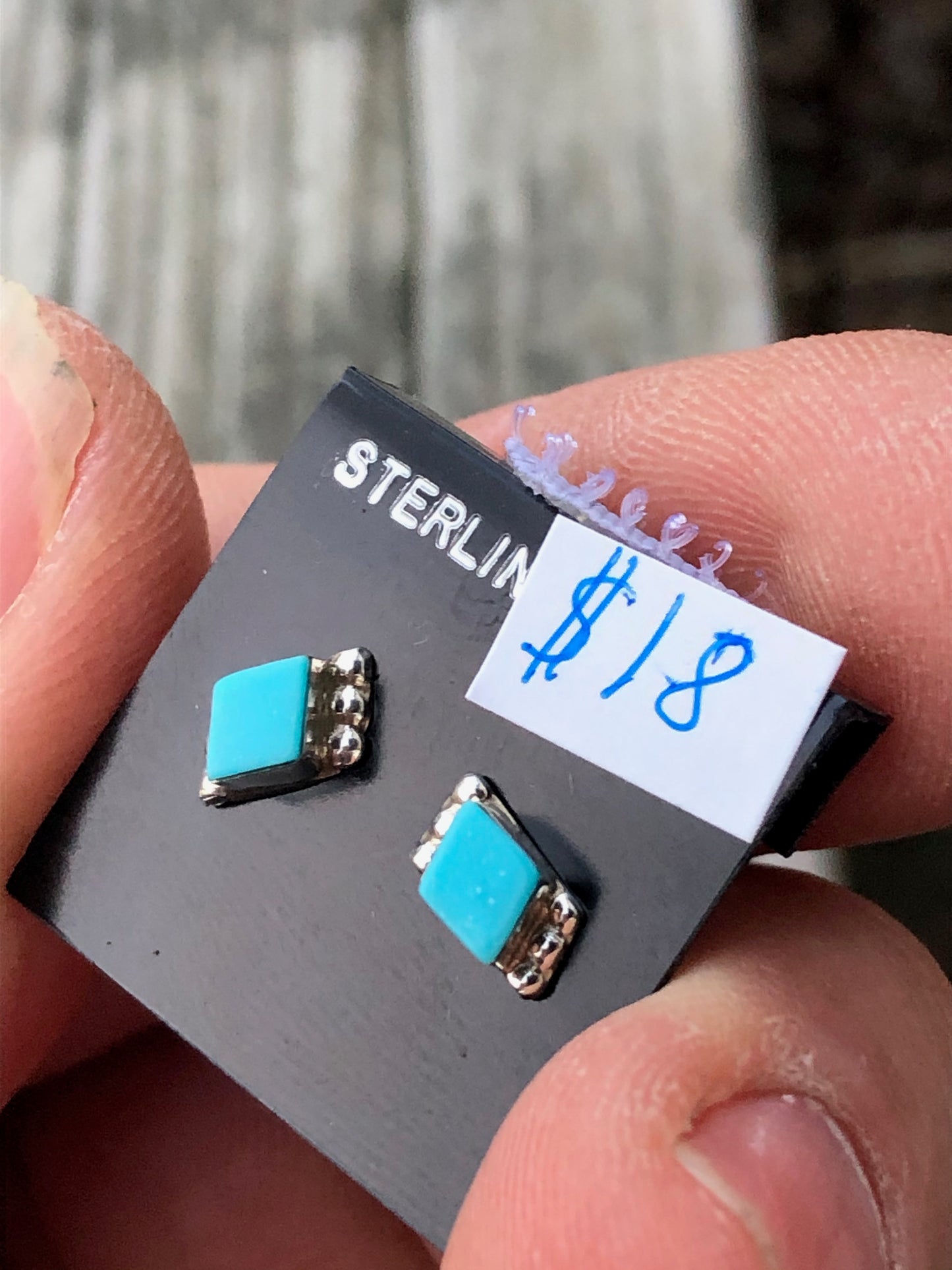 Zuni Small Turquoise Diamond Shape studs