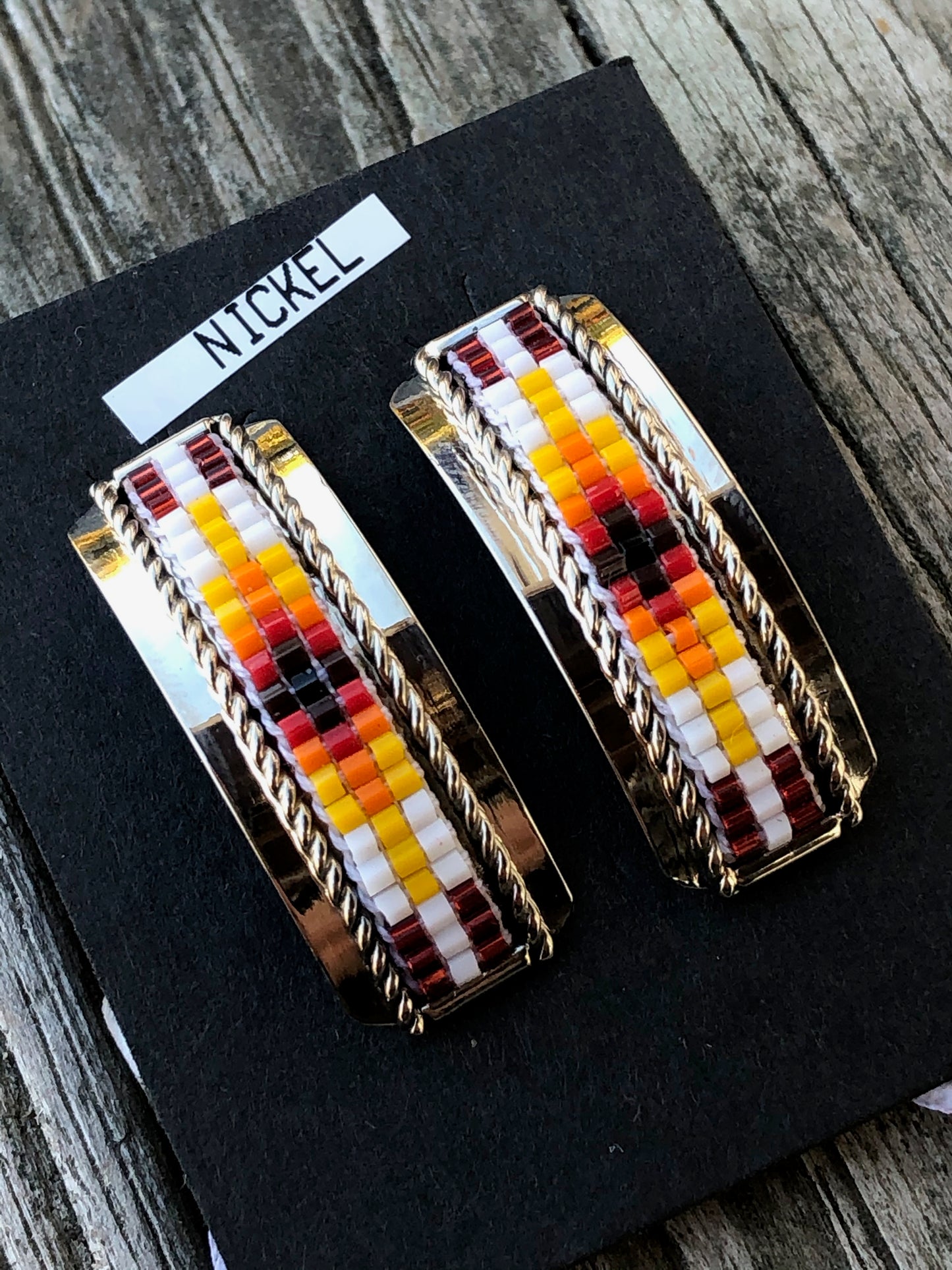 Navajo Nickel silver beaded stud post earrings