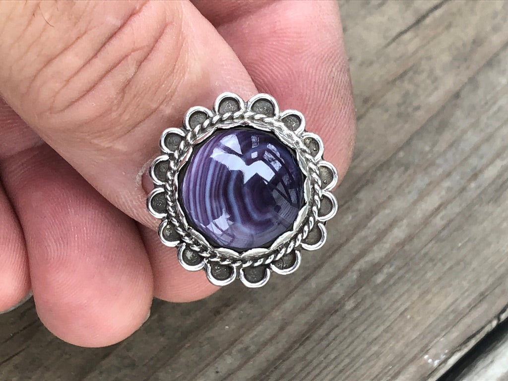 Wampum Fancy border round ring