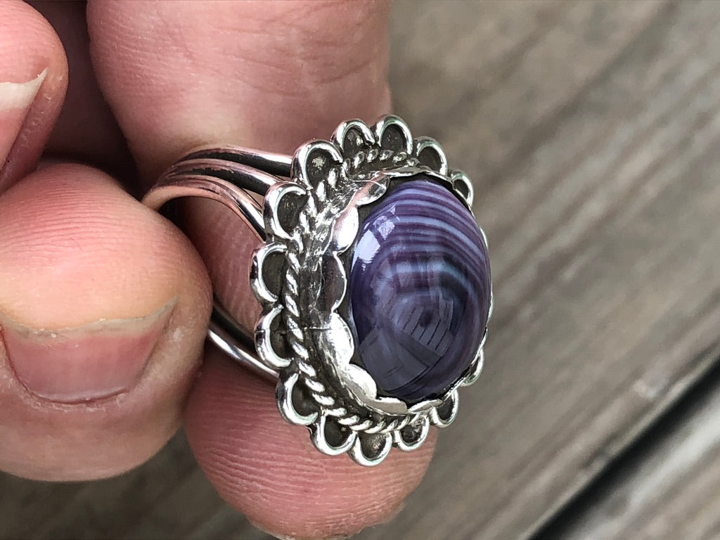 Wampum Fancy border round ring