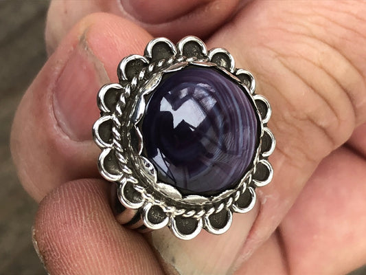 Wampum Fancy border round ring