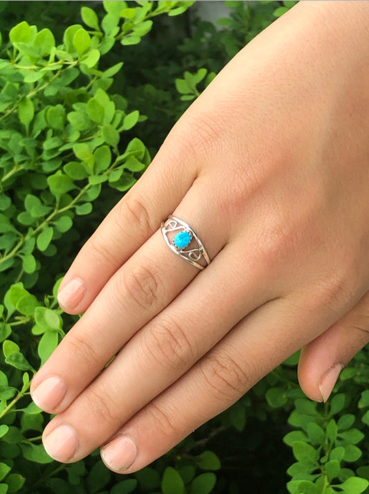 Navajo turquoise S design Sterling silver ring.