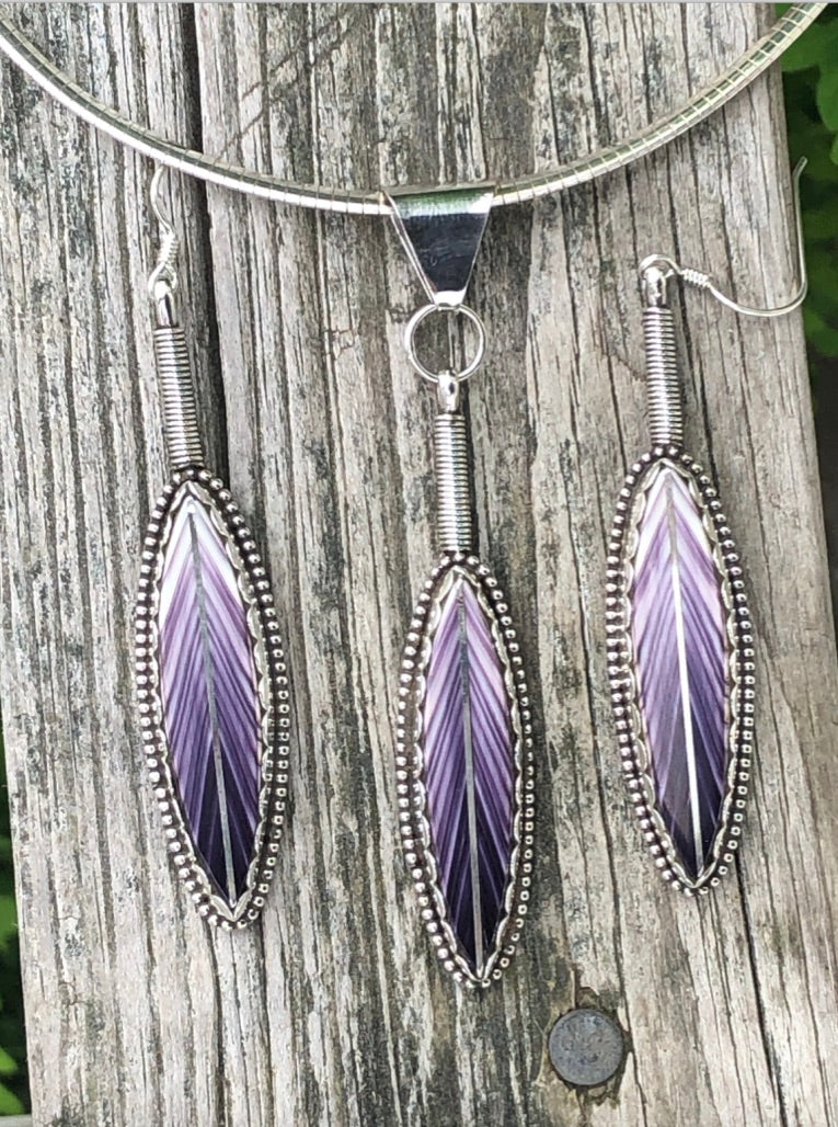 Exquisite Feather Sterling Silver Necklace Set