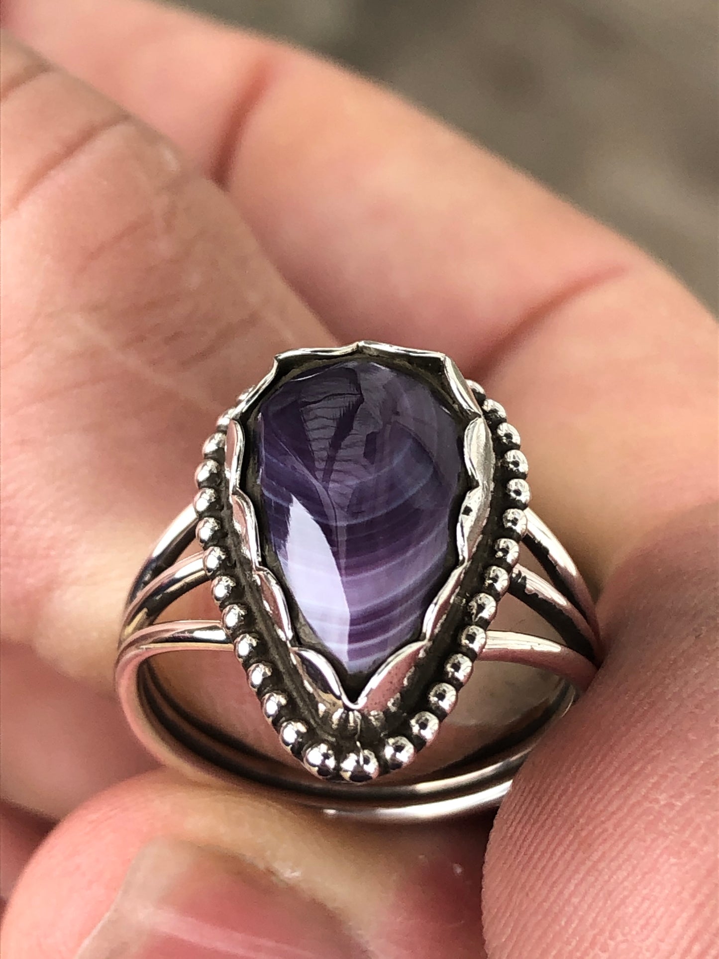 Wampum teardrop ring