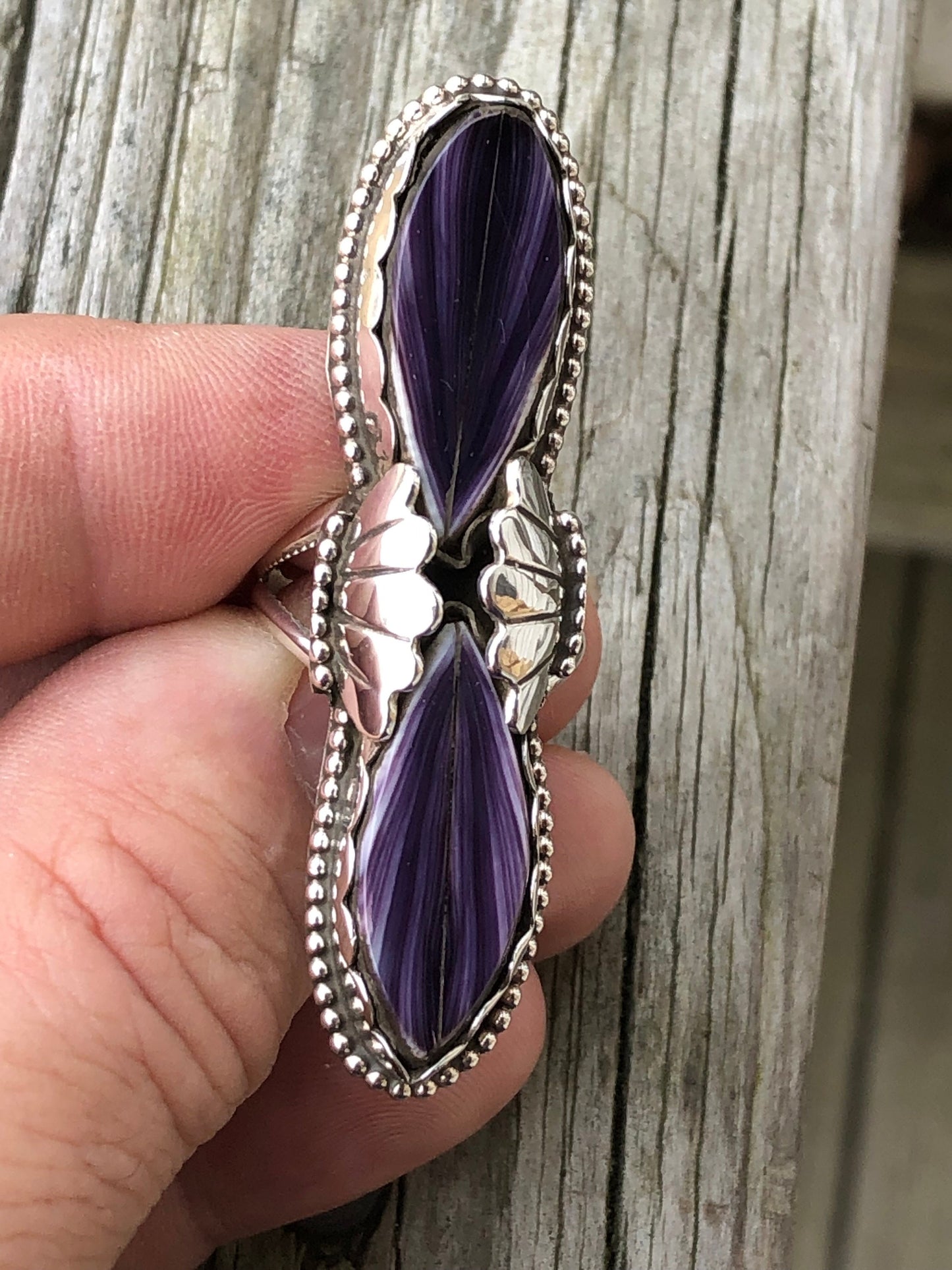 Wampum Double Crocus Petals Sterling Silver Ring