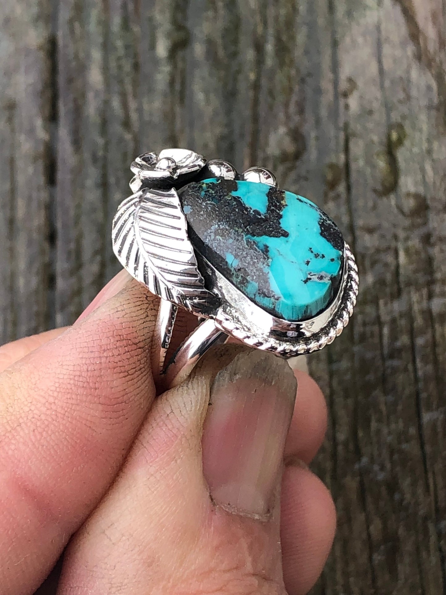 Emerald mountain turquoise ring