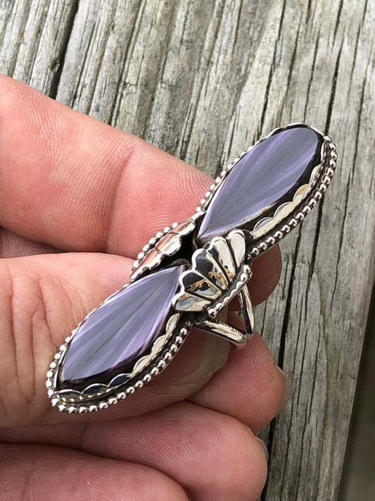 Wampum Double Crocus Petals Sterling Silver Ring