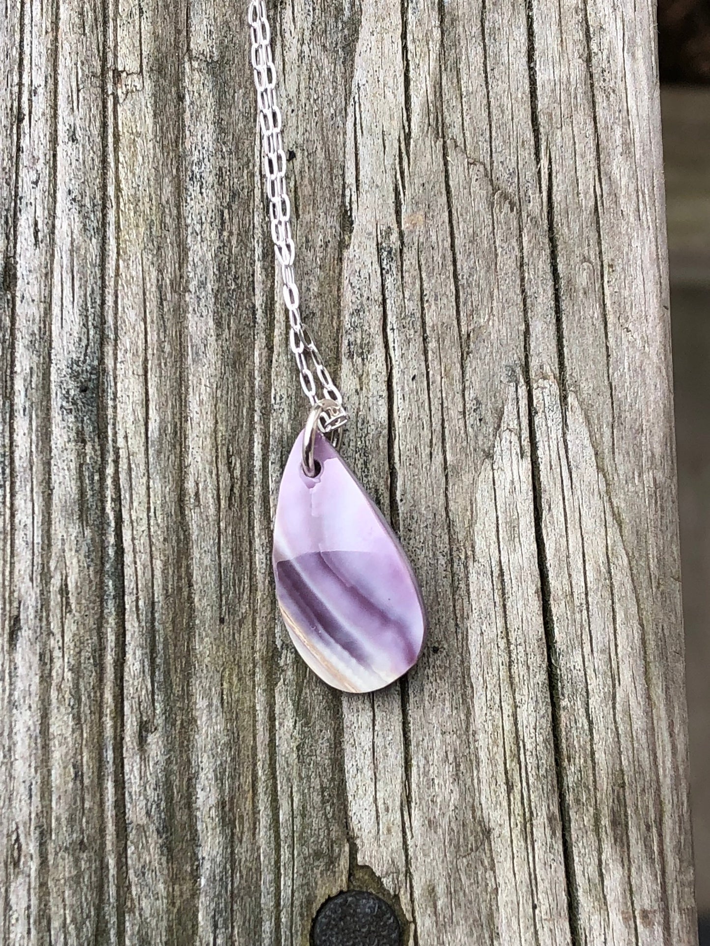 Wampum Tear Drop Pendant Necklace