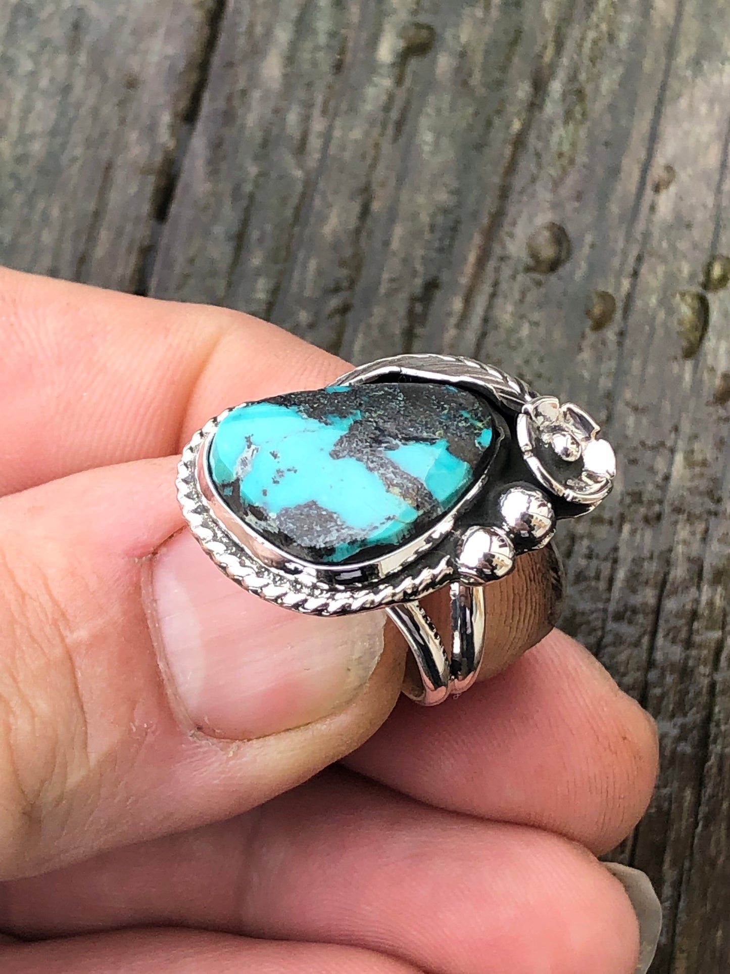 Emerald mountain turquoise ring