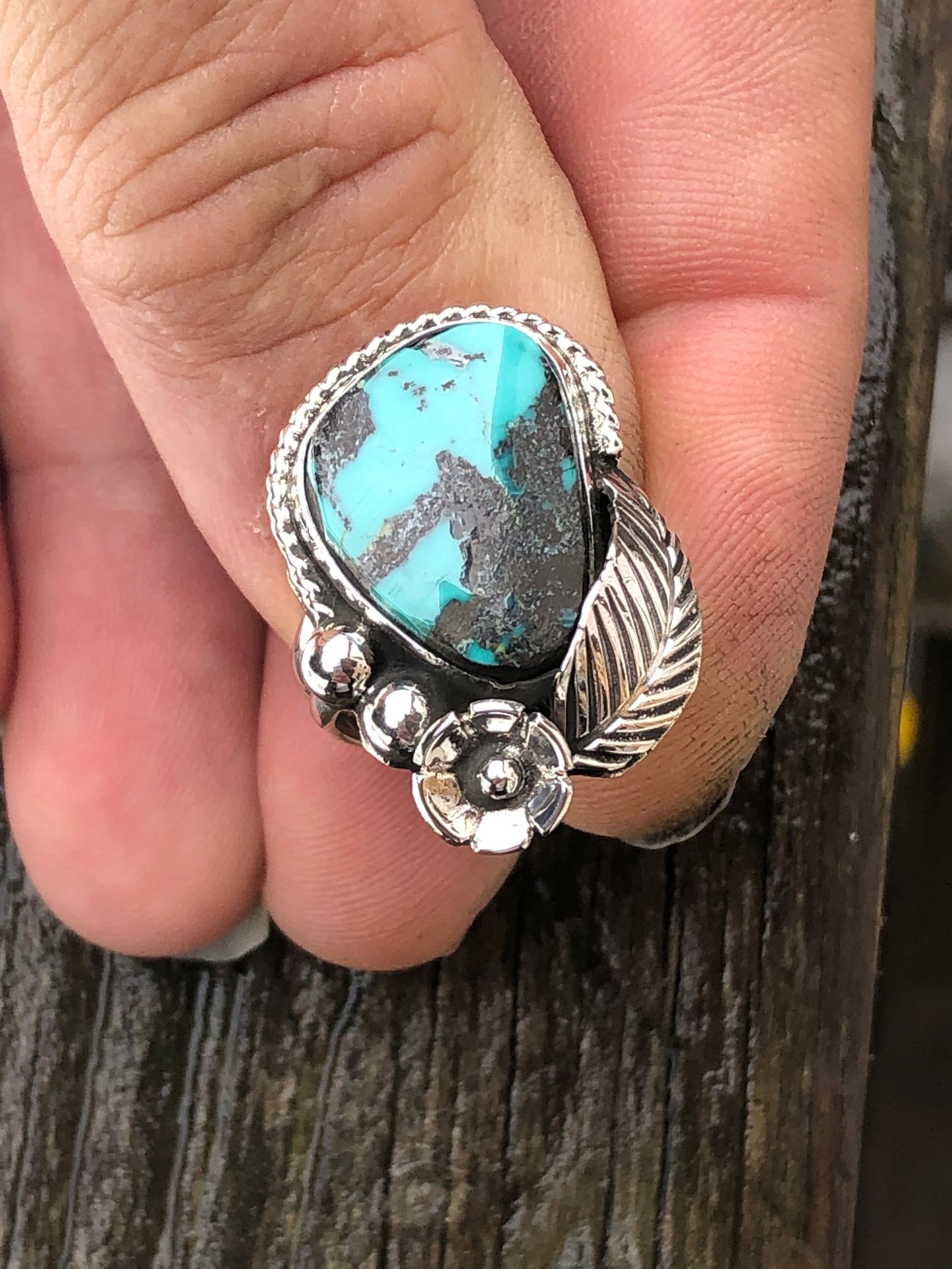 Emerald mountain turquoise ring