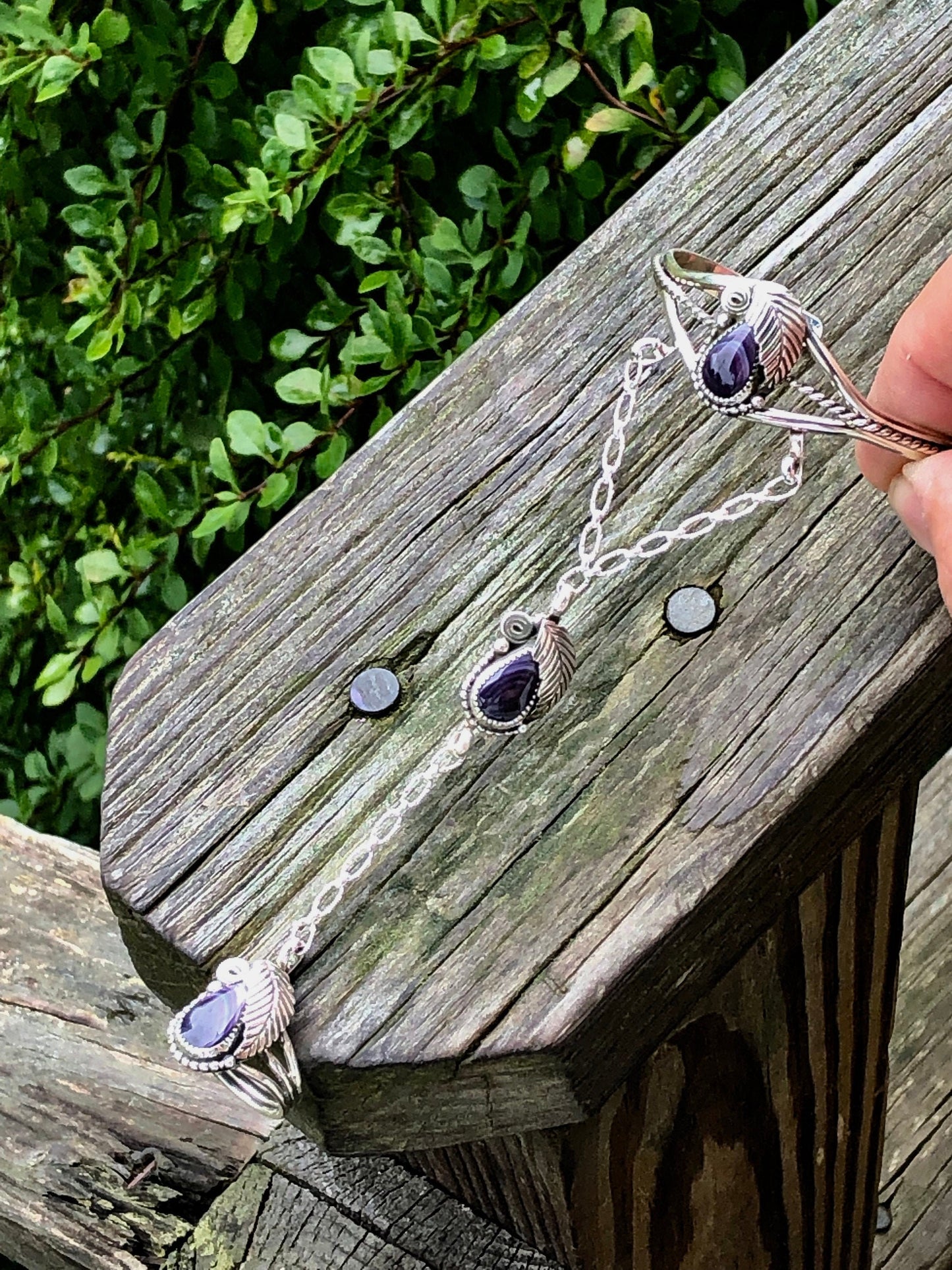 Wampum Tear Drop Feather slave chain.