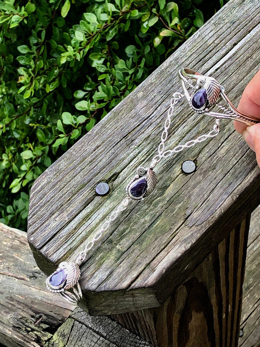 Wampum Tear Drop Feather slave chain.